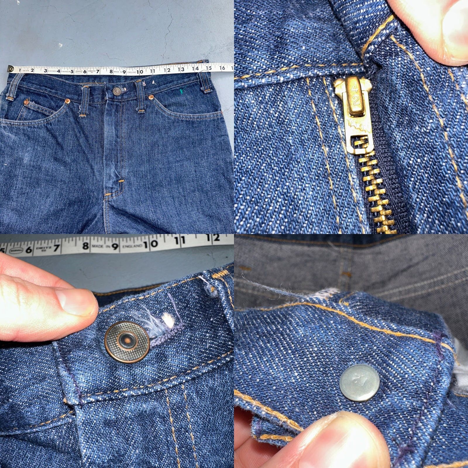 Vintage VINTAGE 1970s VTG Workwear Denim Jeans 30x29 | 501 High Rise Talon Jeans Men's Blue Cotton Denim Workwear Regular 70s 80s 90s Retro Western USA Size US 30 / EU 46 - 8 Thumbnail