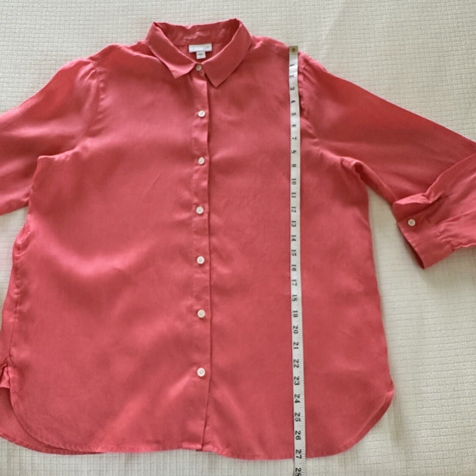 J. Jill J.Jill Women Linen Essential Shirt Button Down Coral Size M Size M / US 6-8 / IT 42-44 - 12 Thumbnail
