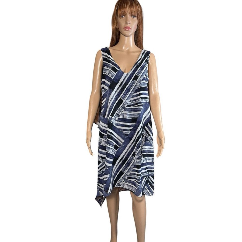 Other NWT New Dana Buchman Blue and White Asymmetrical Hem Dress Size M / US 6-8 / IT 42-44 - 2 Thumbnail