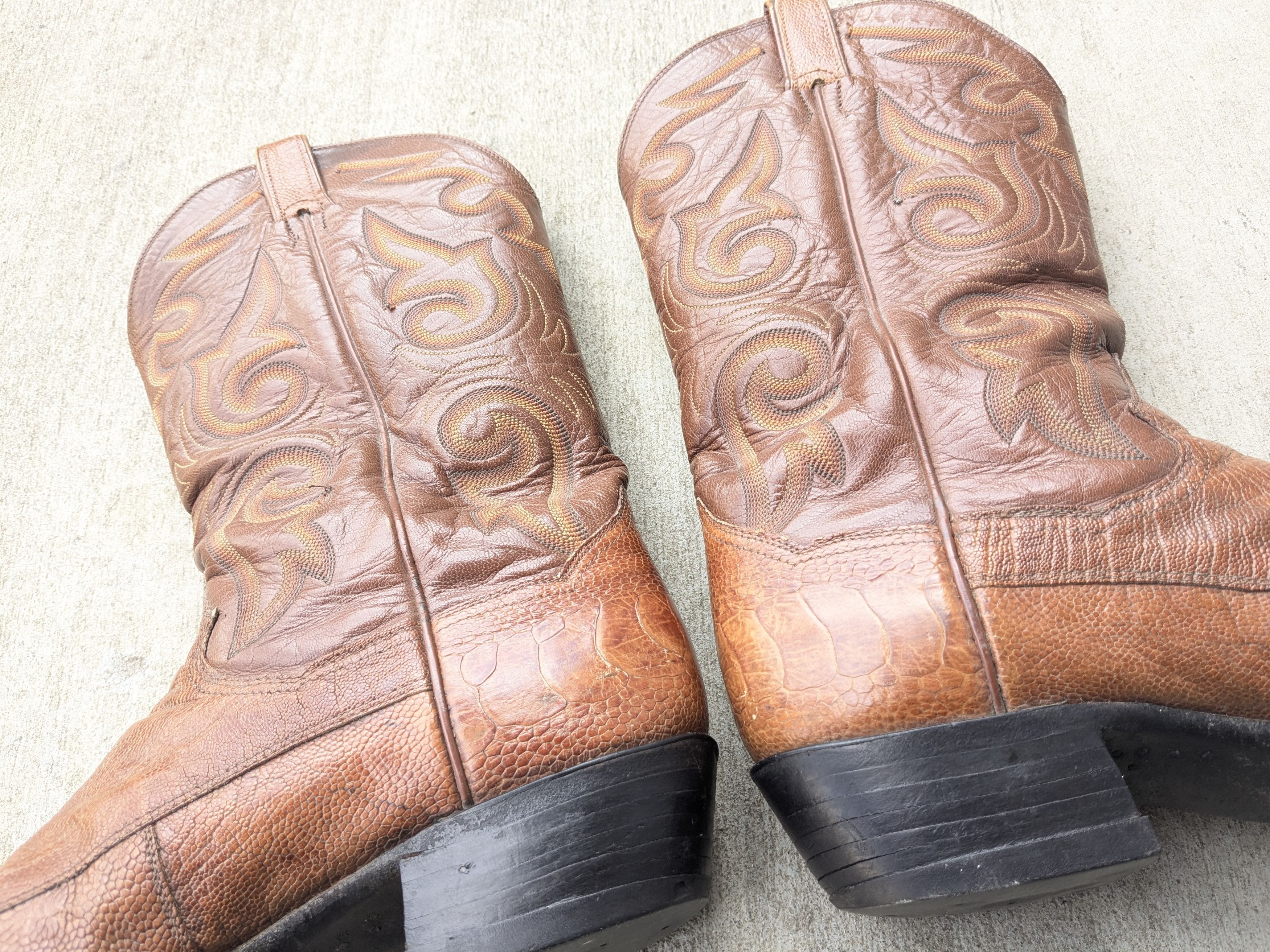 Genuine Leather Panhandle Slim Cowboy Boots 10 D Brown Mexico Botas Size US 10 / EU 43 - 14 Thumbnail