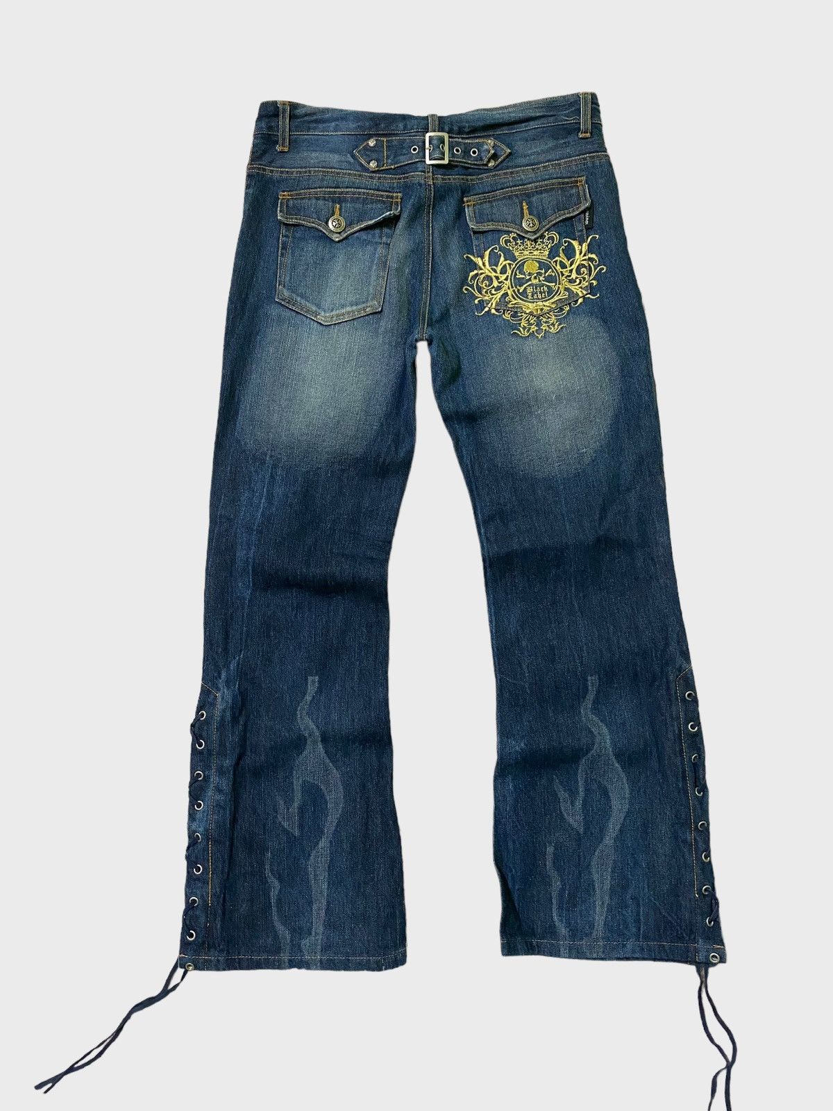 If Six Was Nine Flared Sho Bernings Lace Distressed Style Denim Size US 31 - 2 Thumbnail