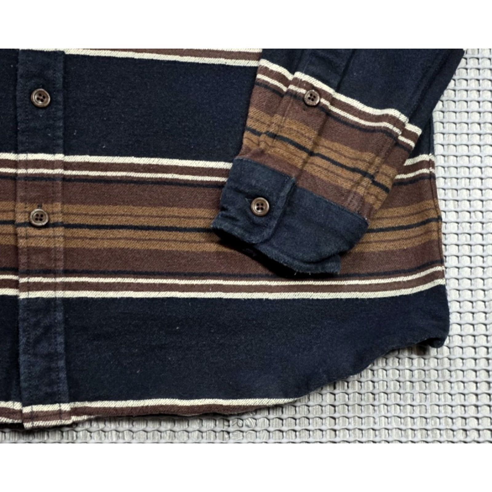 Katin Katin Shirt Mens S Flannel Stripe Button Up Workshirt Brown Blue Size US S / EU 44-46 / 1 - 3 Thumbnail