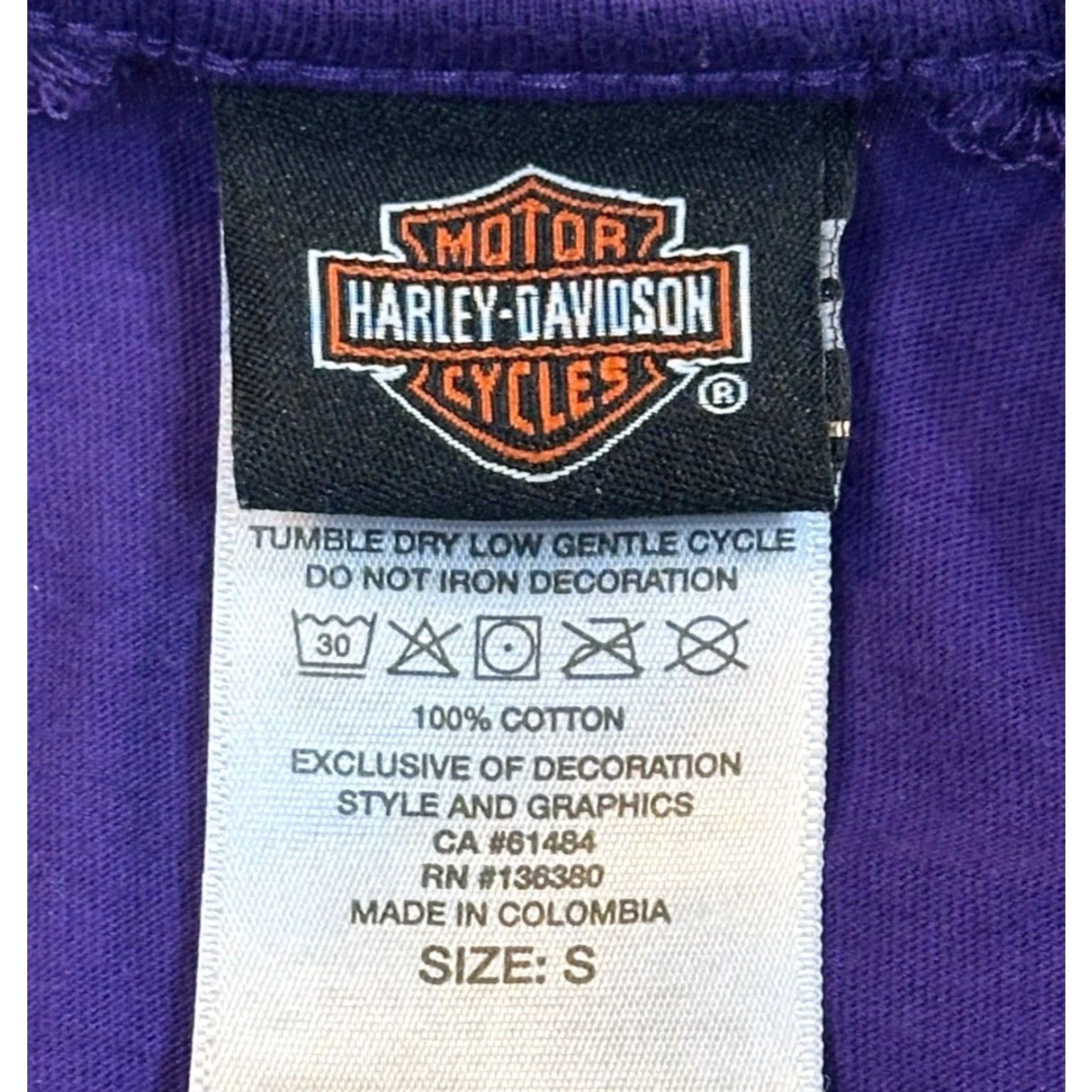 Harley Davidson Harley-Davidson Girls Teen Small Purple Strap Sleeve Open T-Shirt Logo Harley-Davidson 2019 V-Neck Cotton Knit Short Sleeve Shirt Size US S / EU 44-46 / 1 - 5 Thumbnail