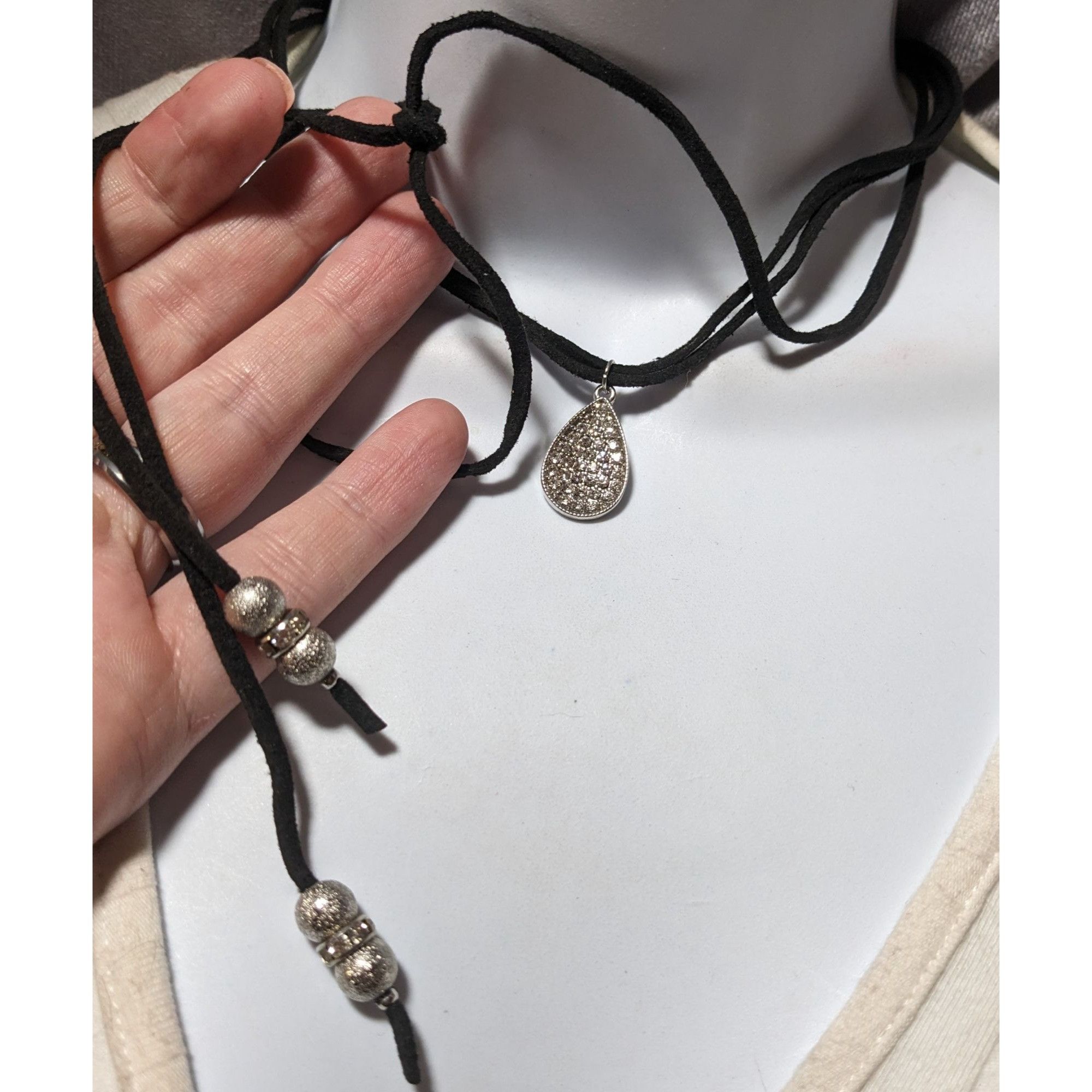Other Whimsigoth Black Beaded Choker/Lariat Necklace Size ONE SIZE - 2 Thumbnail