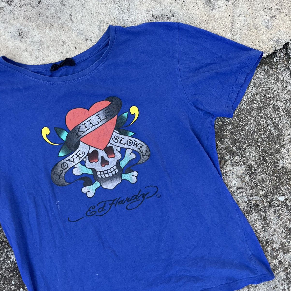 Christian Audigier × Ed Hardy Ed Hardy Christian Audigier Big Logo Blue T Shirt Size US M / EU 48-50 / 2 - 3 Thumbnail