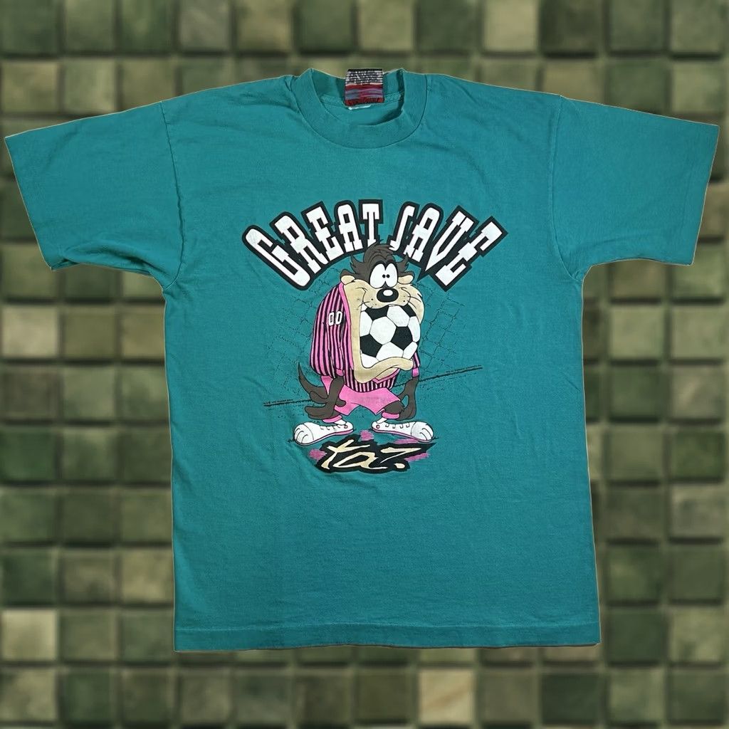 Vintage VINTAGE Taz Soccer Great Save Tee Shirt 1993 Looney Tunes Large 21.25x28.75 Blue/Green Mens Womens Unisex Adults T-Shirt Cartoon 90s Warner Bros Size US L / EU 52-54 / 3 - 1 Thumbnail