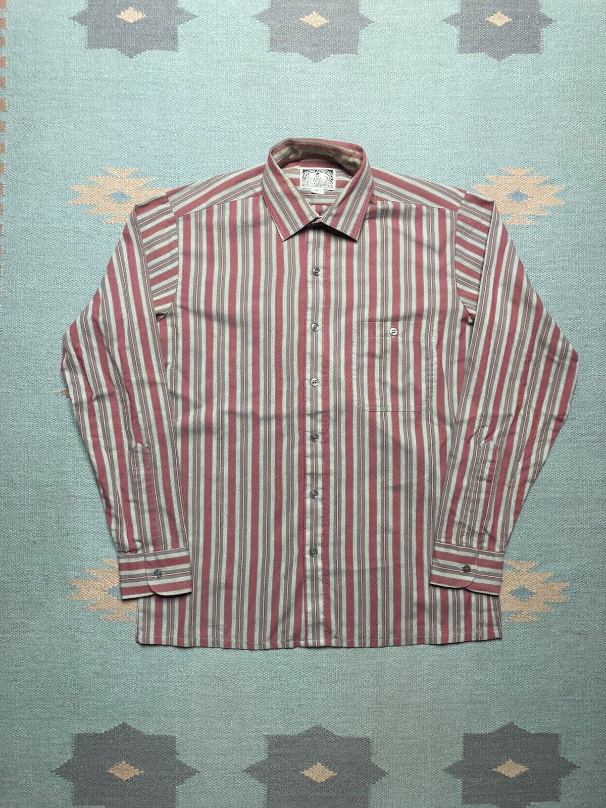 Vintage Vintage 70s button shirt campus striped poly cotton medium Size US M / EU 48-50 / 2 - 1 Thumbnail