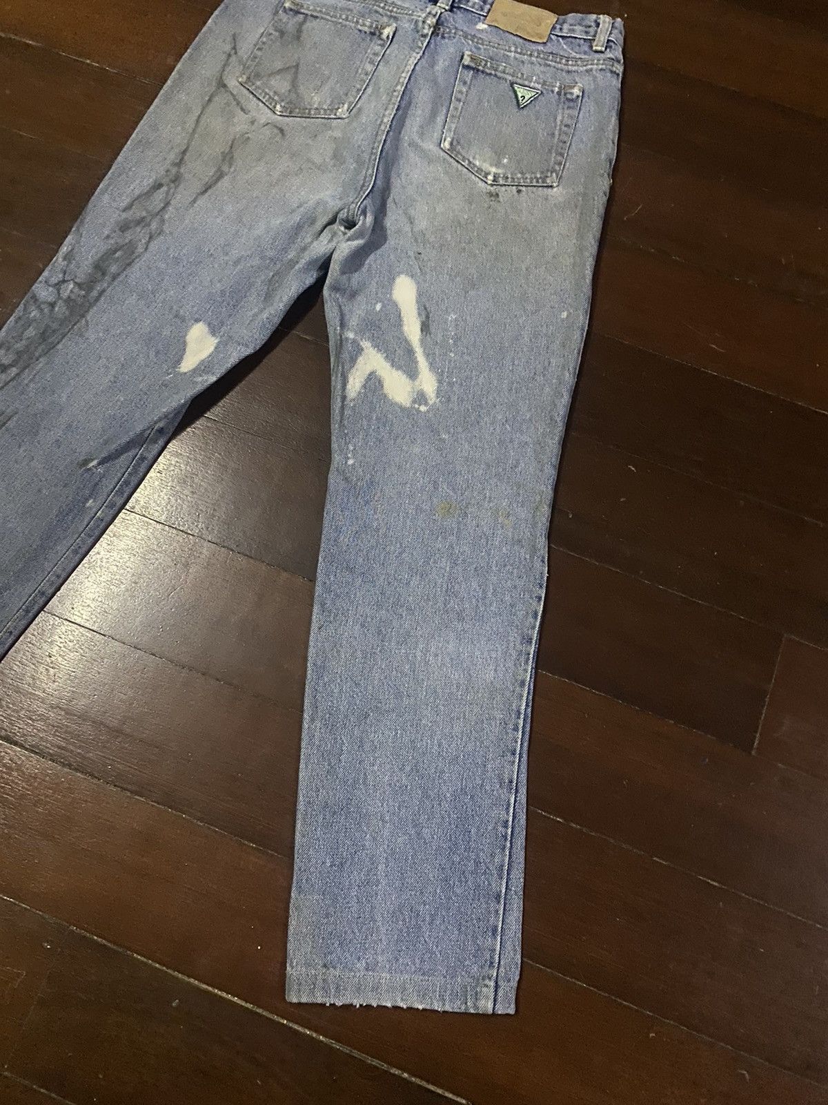 Guess × Polo Ralph Lauren × Vintage Fire 🔥 vintage 90s GUESS MADE IN USA distressed jeans S1 Size US 35 - 14 Thumbnail