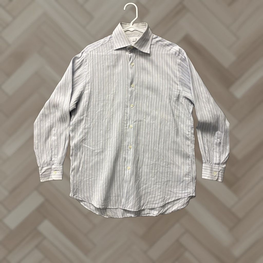 Vintage VINTAGE Dunhill Men’s Dress Shirt L Gray Stripe Formal Lightweight Button-up Size US L / EU 52-54 / 3 - 1 Thumbnail