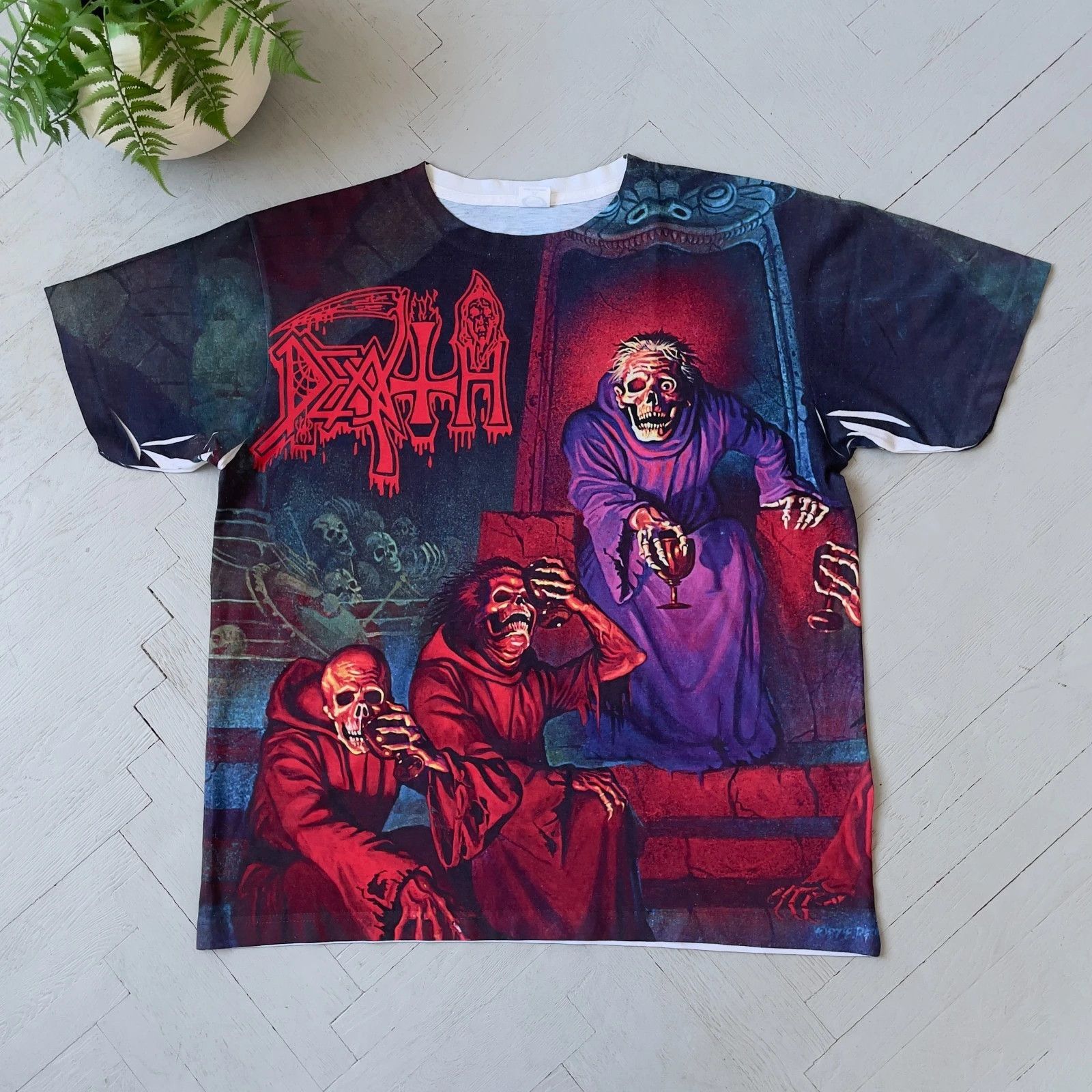 Band Tees Vintage Death Band Graphic All Over Print Tee Shirt Size US XL / EU 56 / 4 - 1 Thumbnail