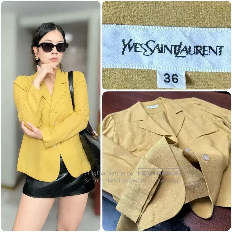 Yves Saint Laurent Yves Saint Laurent Yellow Silk Blend Cardigan . Size XXS / US 00 / IT 34 - 1 Thumbnail