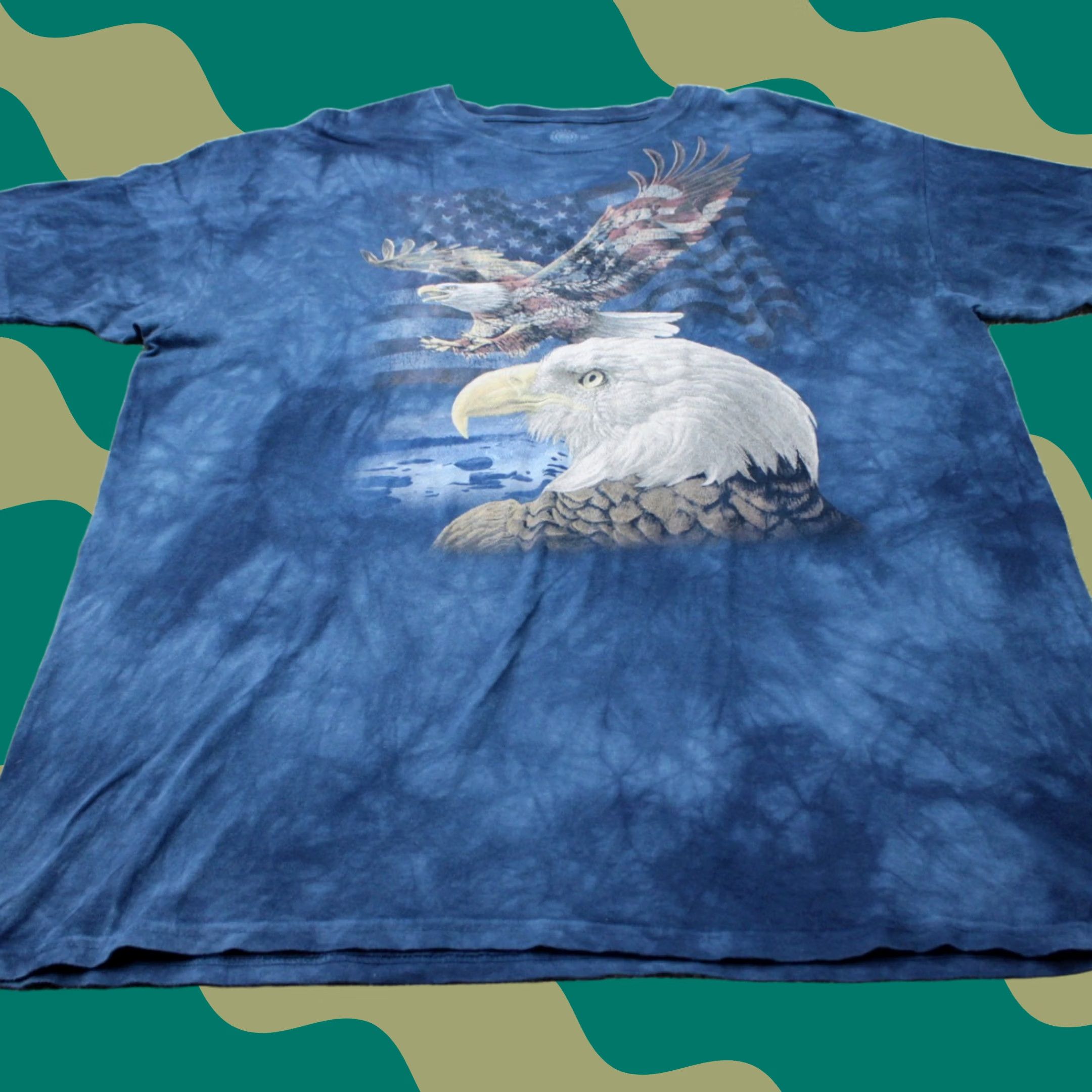 The Mountain The Mountain Eagle Shirt Mens 3XL XXXL Blue 100% Cotton Short Sleeve Pullover Size US XXL / EU 58 / 5 - 1 Thumbnail