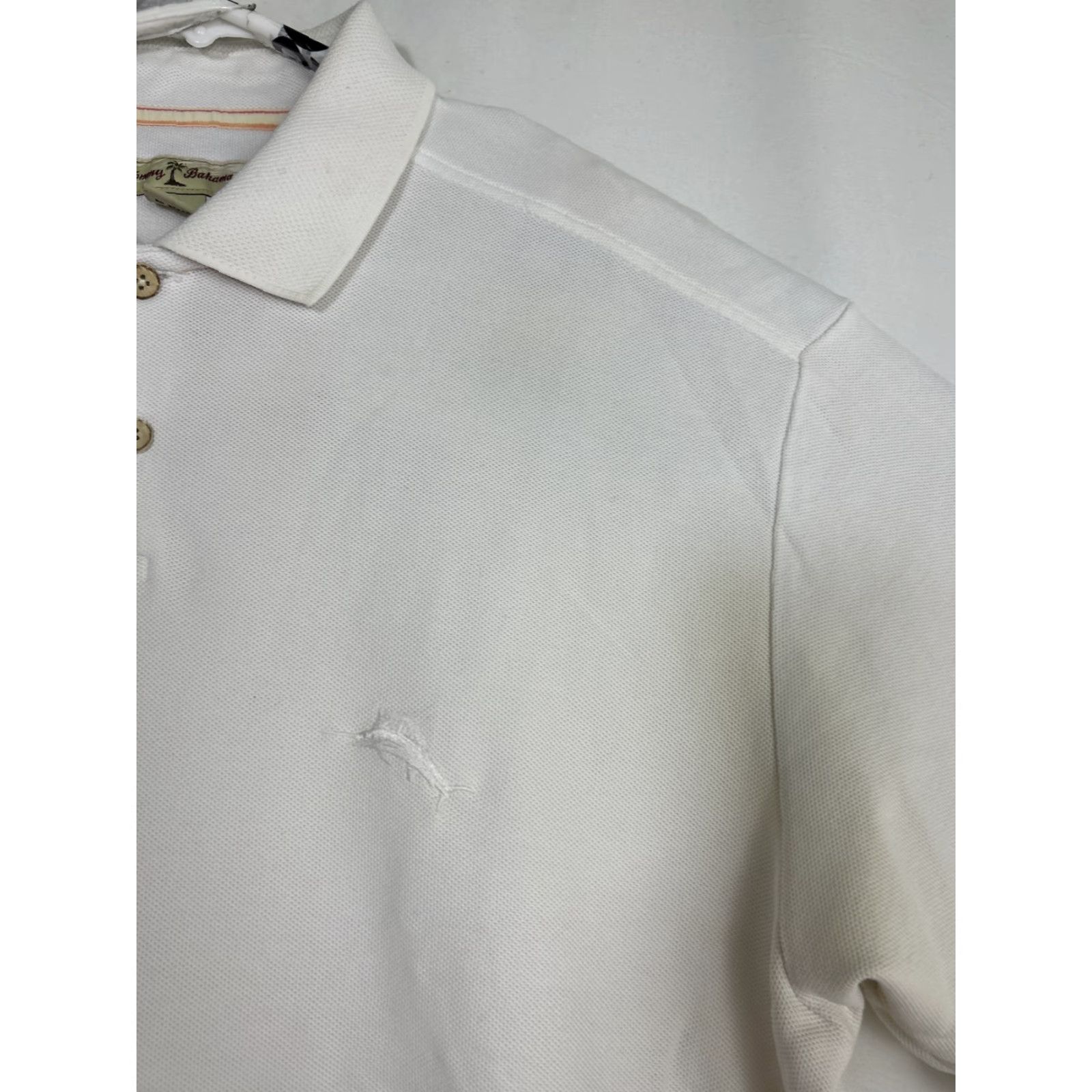 Tommy Bahama Tommy Bahama Polo Shirt Mens XL White Pima Cotton Short Sleeve Pullover Stains Terminal Pit Stains - Beach Golf Walking (Regular) M Size US XL / EU 56 / 4 - 6 Thumbnail