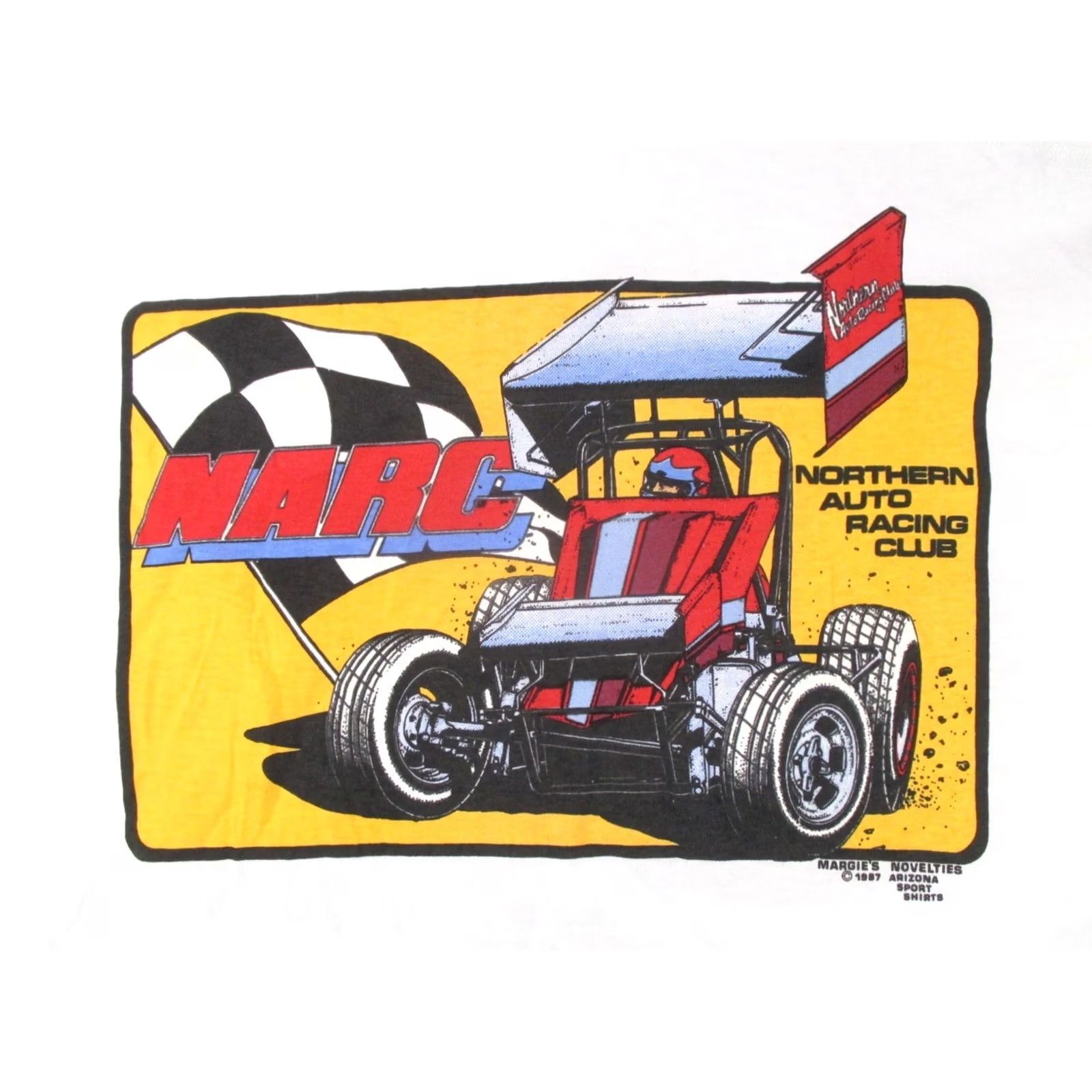 Hanes NOS vintage 80s NARC SPRINT CAR RACING BACKIN IT T-Shirt S/M single stitch Hanes Mens Cotton White 80s Cars Size US S / EU 44-46 / 1 - 6 Thumbnail