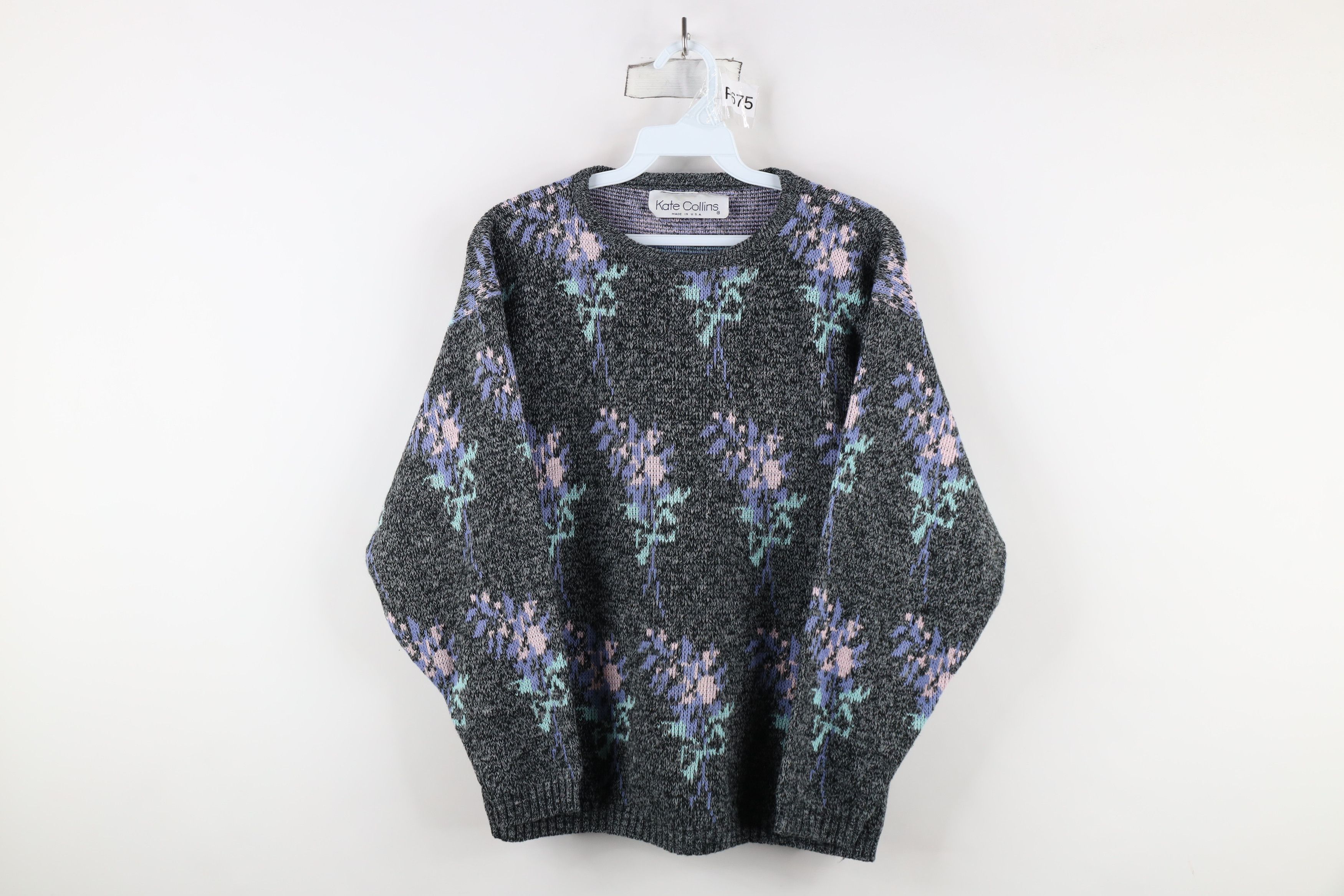 Vintage Vintage 90s Streetwear Flower Knit Crewneck Sweater USA Size M / US 6-8 / IT 42-44 - 1 Thumbnail