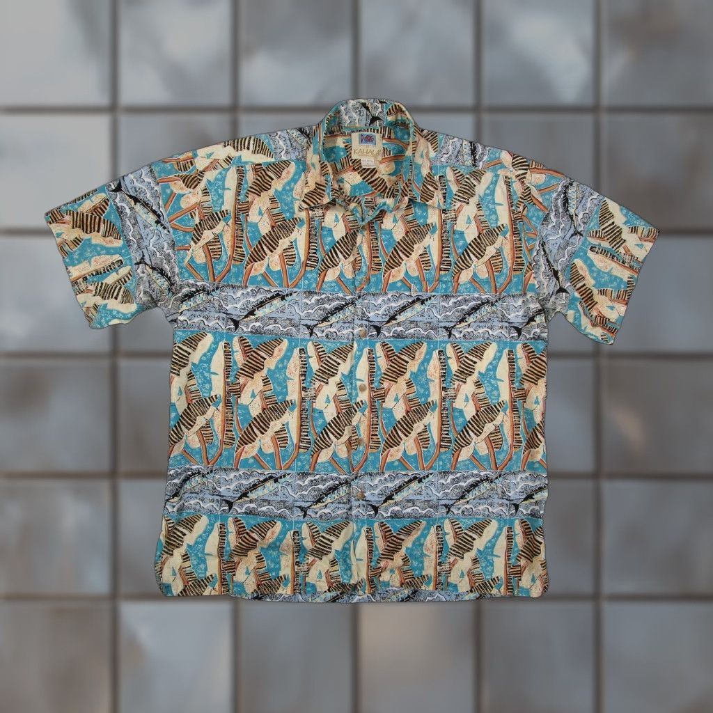 ALOHAS VINTAGE Kahala Avi Shirt Mens Large Hawaiian Aloha Fish Button Made Hawaii 90s Size US L / EU 52-54 / 3 - 1 Thumbnail
