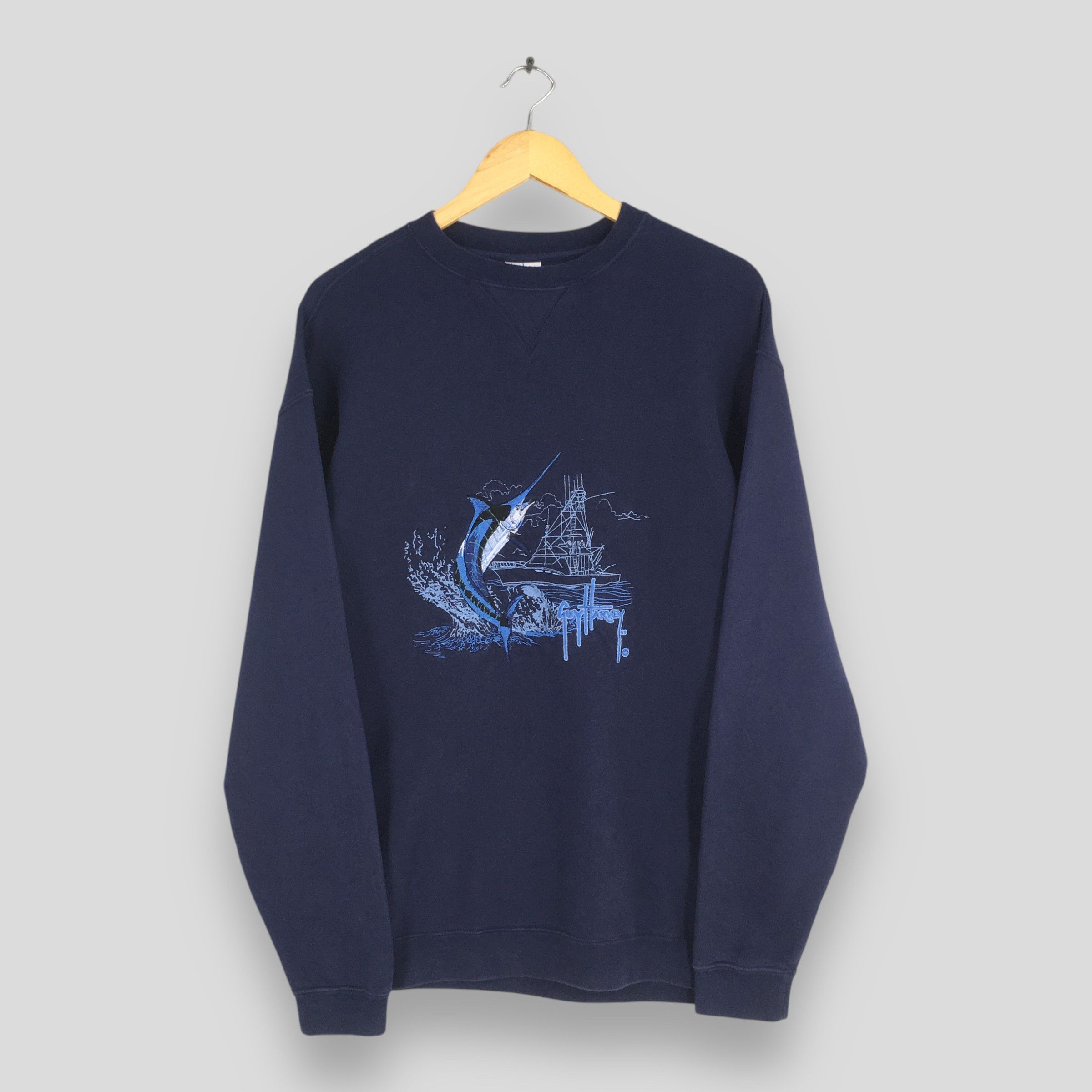 Guy Harvey × Vintage Vintage Guy Harvey Fishing Blue Sweatshirt Medium Size US M / EU 48-50 / 2 - 1 Thumbnail