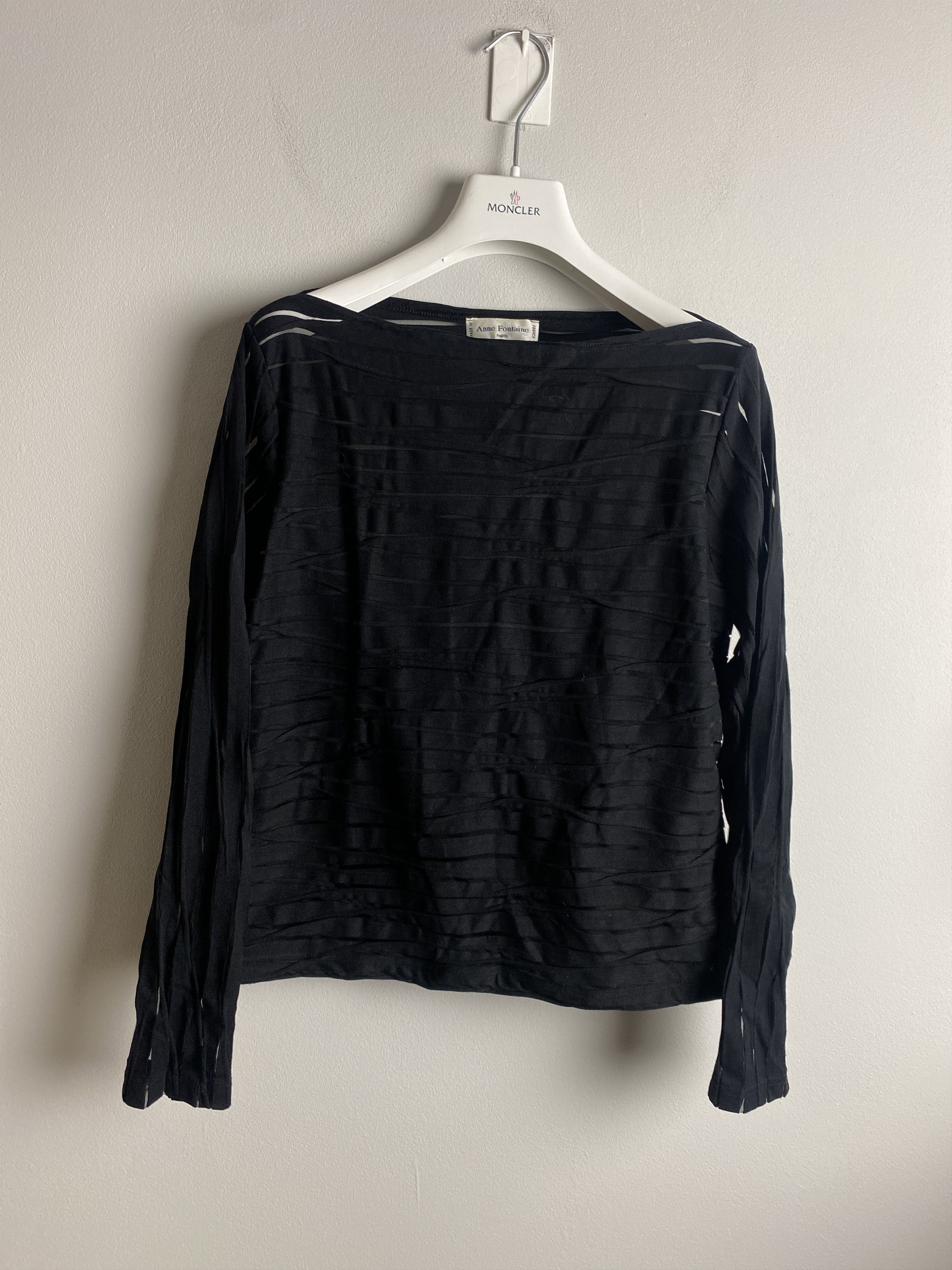 ANNE FONTAINE × Vintage Anne Fontaine nylon hal mesh top transparent striped Size M / US 6-8 / IT 42-44 - 1 Thumbnail