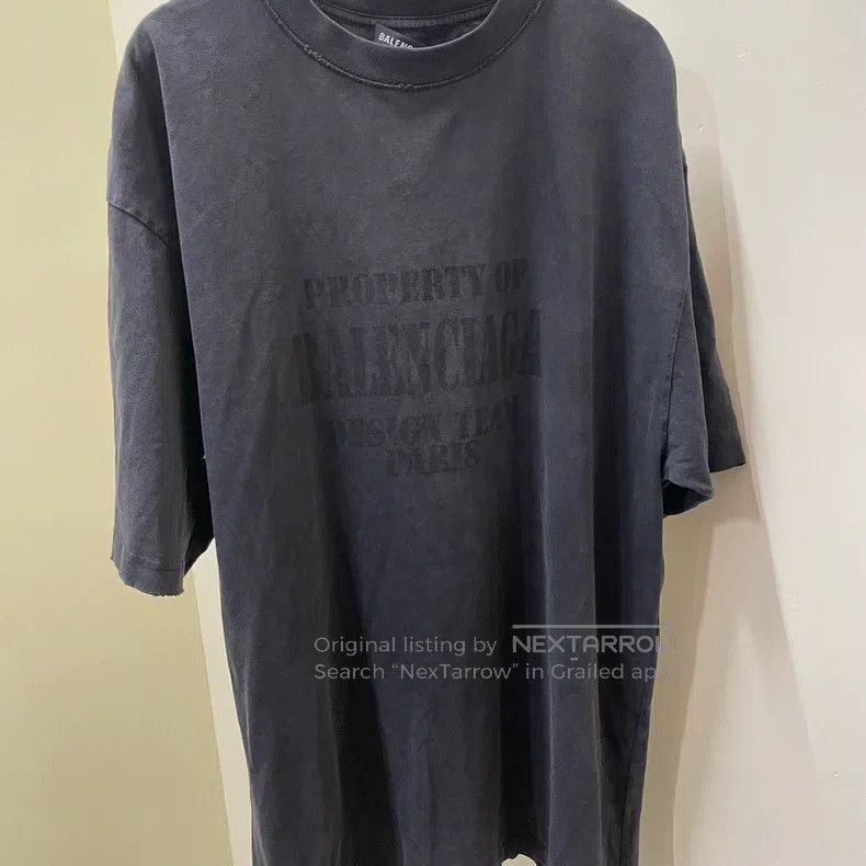 Balenciaga Balenciaga Washed Black Distressed Letter Short Sleeve T-S Size US S / EU 44-46 / 1 - 1 Thumbnail