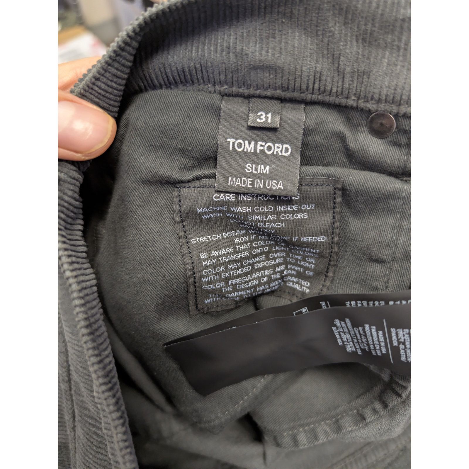 Tom Ford o1rshd1 Slim Fit Coated Denim Jeans in Black / Grey Size US 31 - 17 Thumbnail