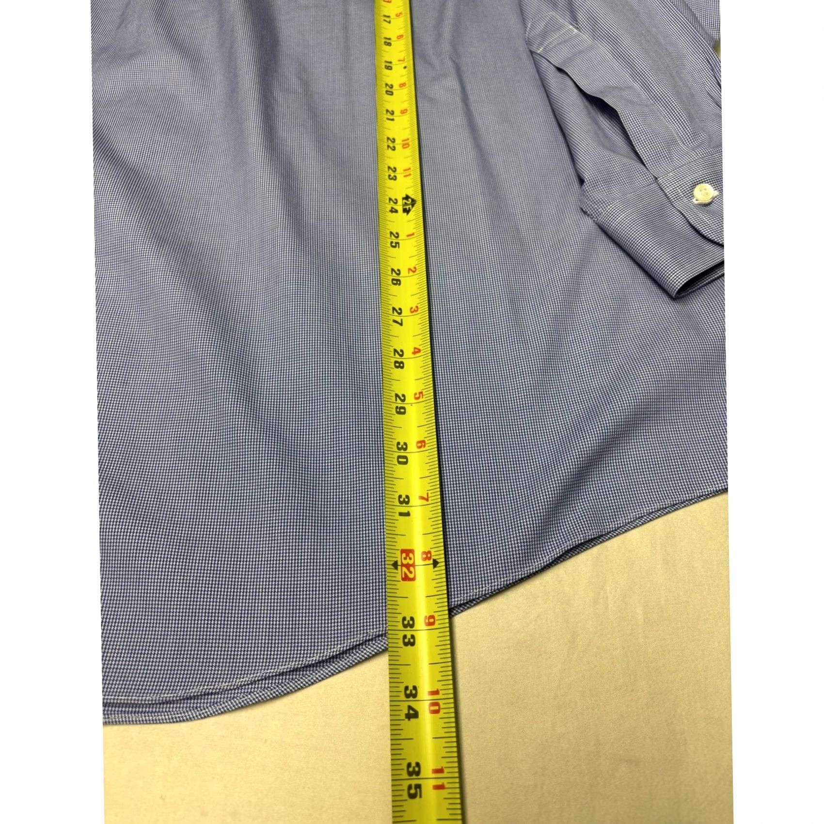 Brooks Brothers Brooks Brothers Mens 18-35 Blue Houndstooth Non-Iron Traditional Fit Dress Shirt Size 48R - 6 Thumbnail