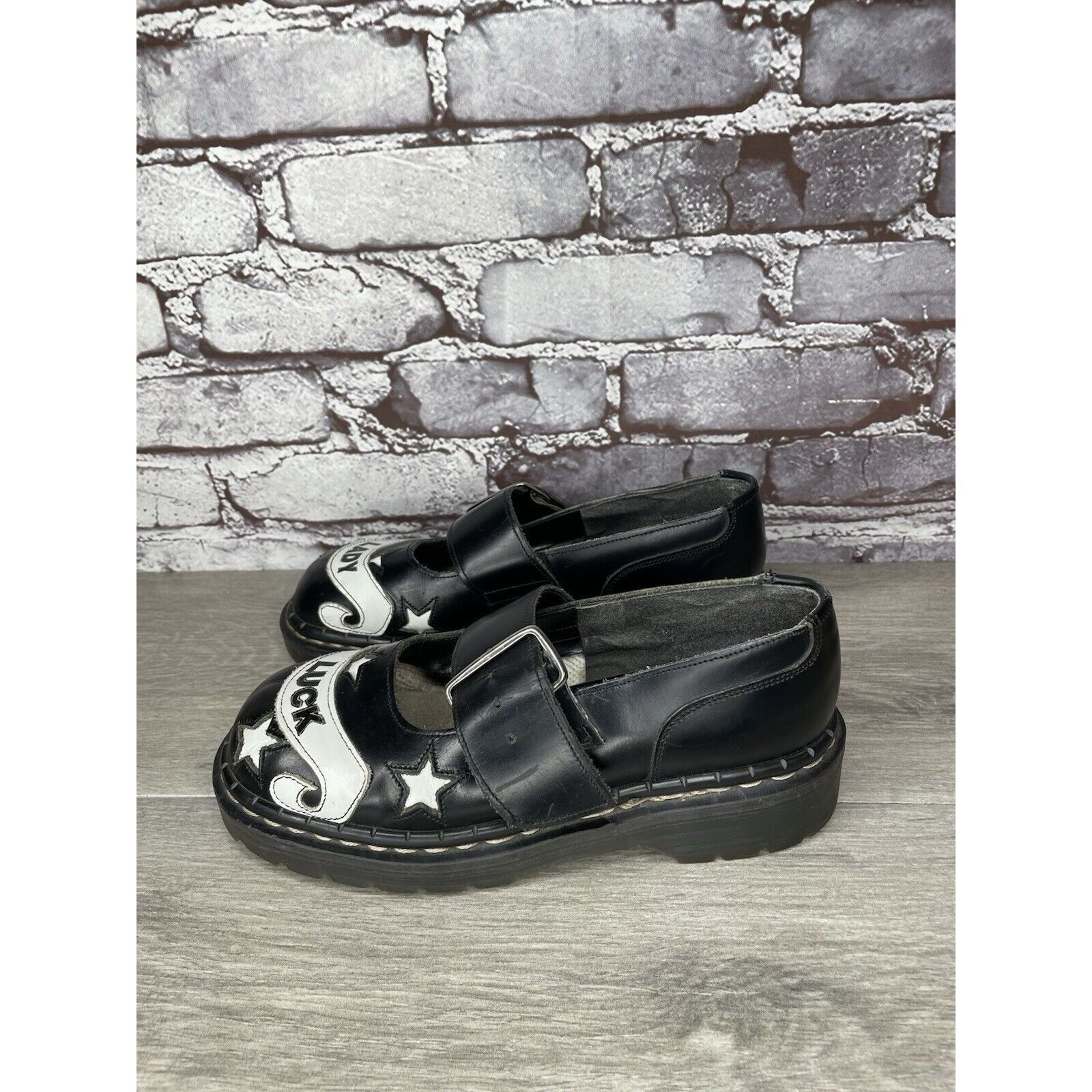 Other VTG TUK LADY LUCK Black Leather MaryJane Strap England Shoes Size US 5.5 / IT 35.5 - 10 Thumbnail