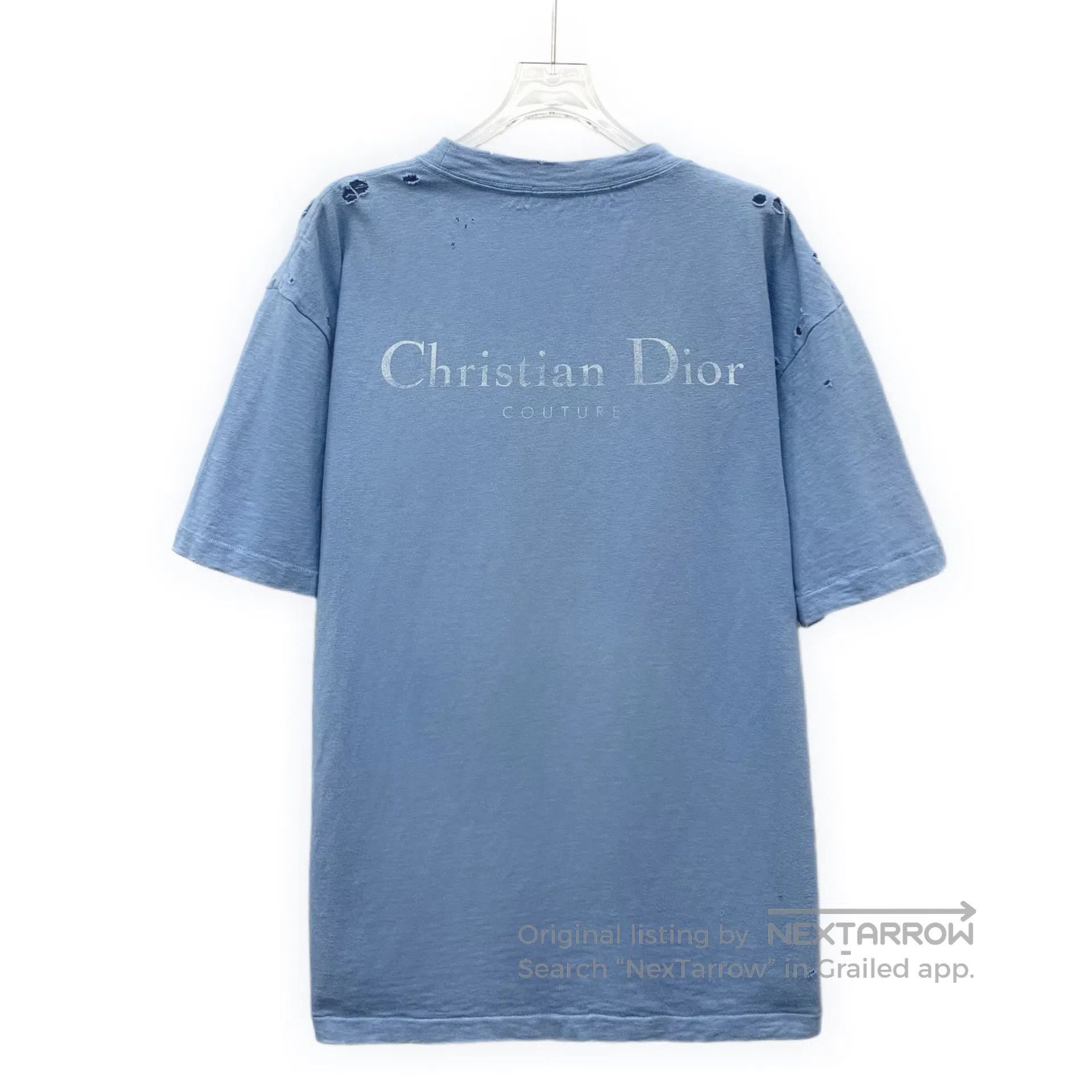 Dior Dior Blue Aged Hole Design Cotton Round Neck Short Sleeve Size US L / EU 52-54 / 3 - 2 Thumbnail