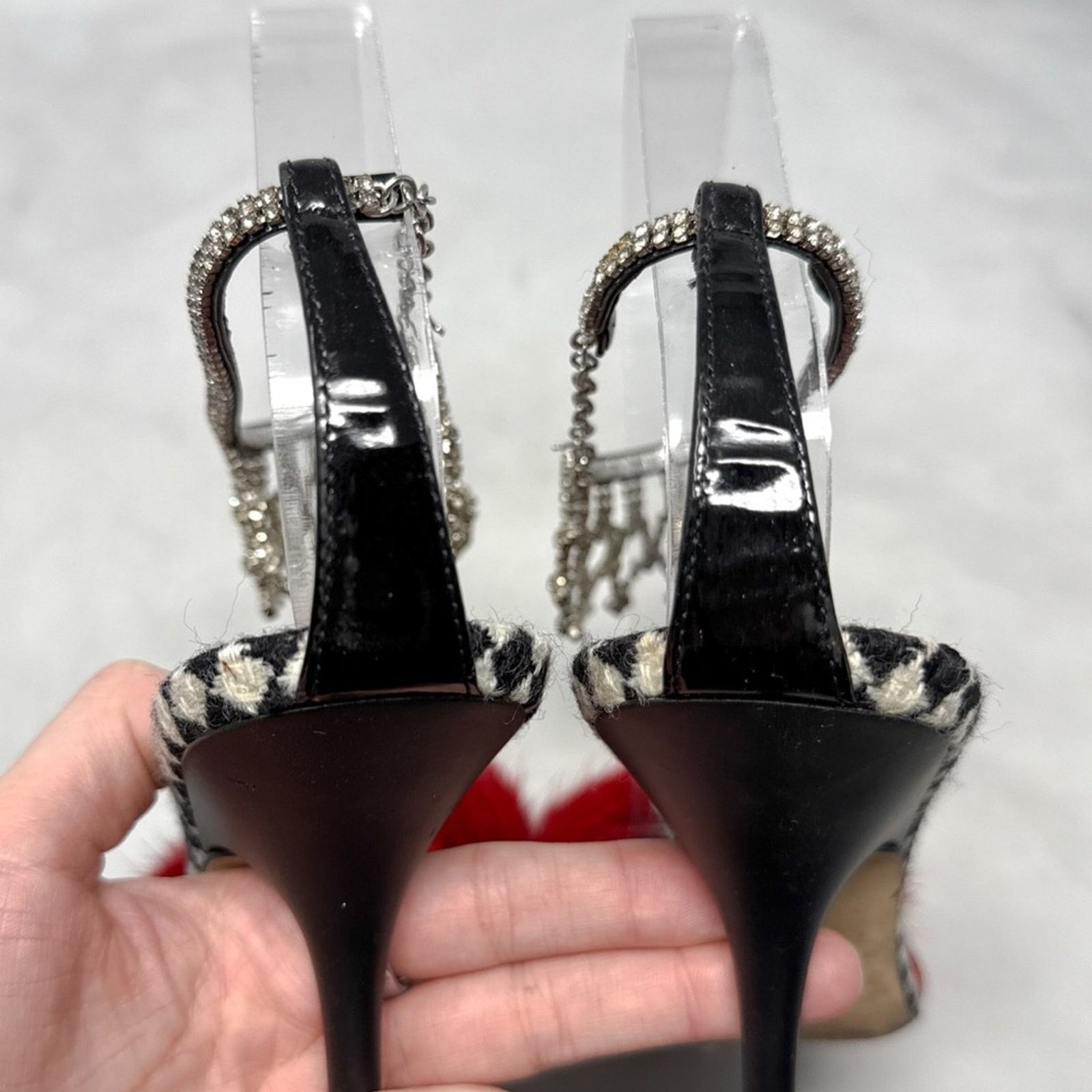 Giuseppe Zanotti Giuseppe Zanotti Vicini Vintage Y2K Fur Houndstooth Heels 37 Size US 7 / IT 37 - 9 Thumbnail