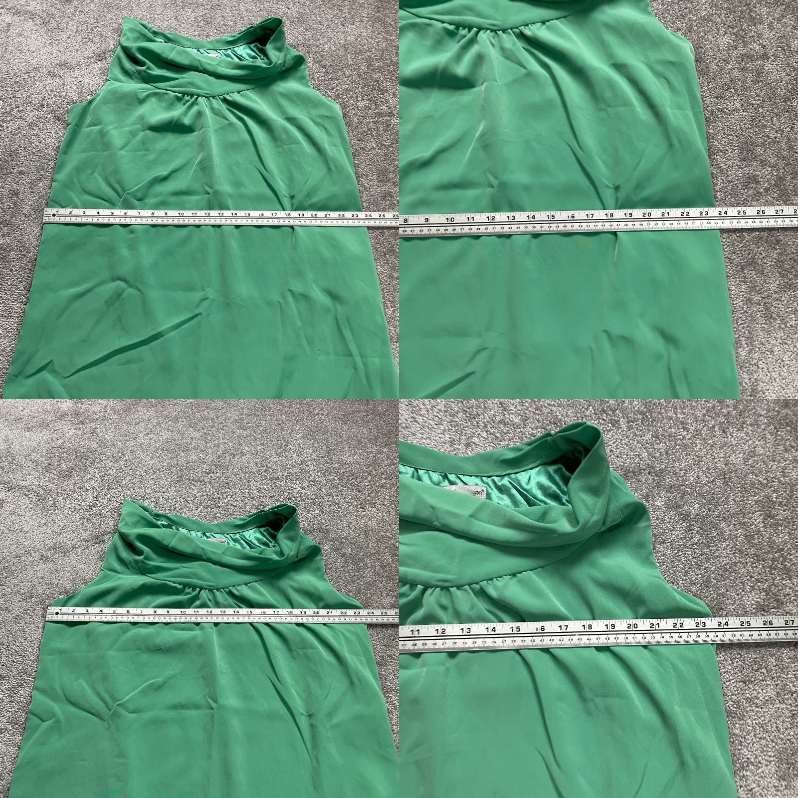 Vintage Jessica London Dress Women 18 Green Halter Cowl Neck Lined Midi Shift Party Work Size XXL / US 16-18 / IT 52-54 - 9 Thumbnail