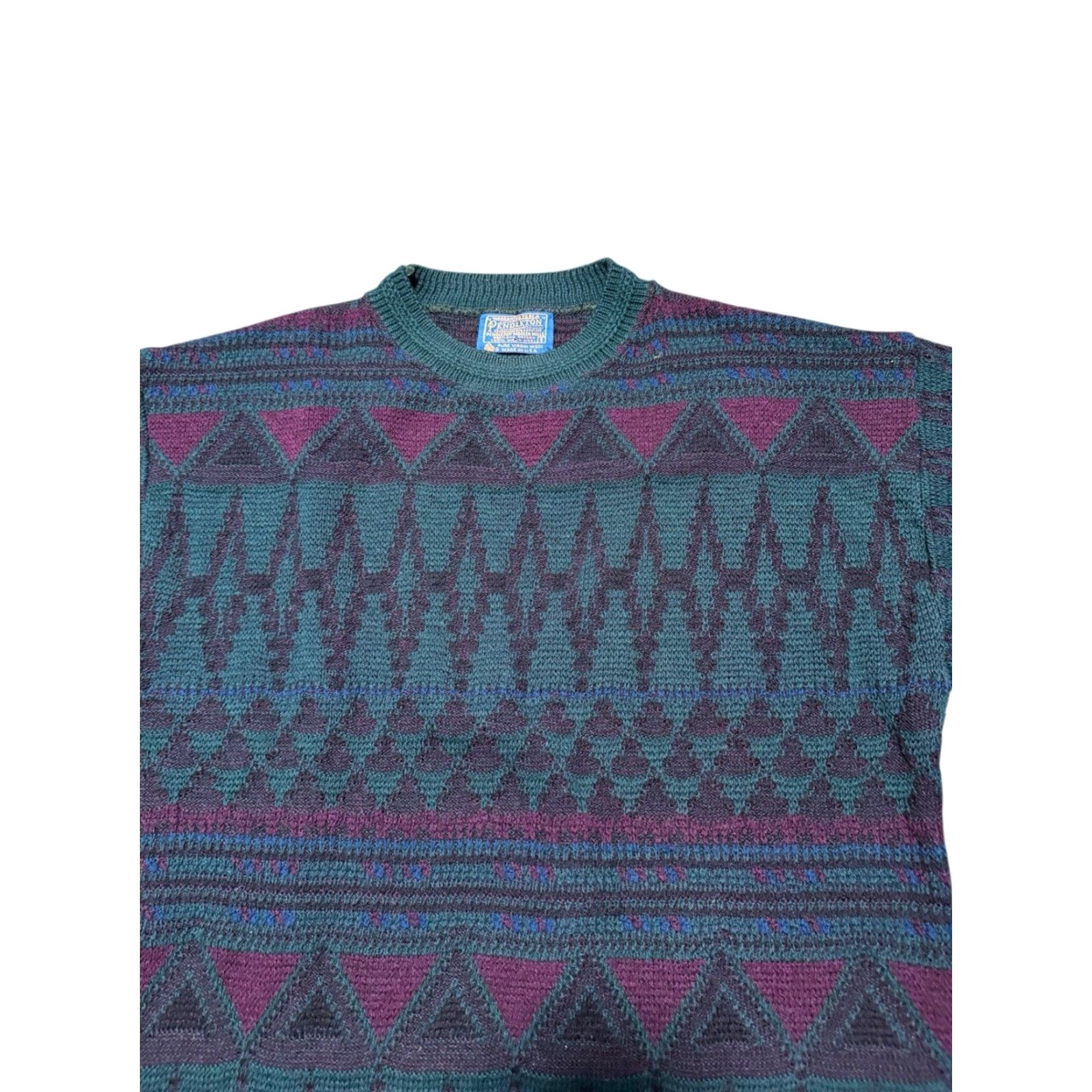 Pendleton VINTAGE Pendleton Sweater Mens Small Virgin Wool Aztec Geometric Teal Purple USA Size US XL / EU 56 / 4 - 6 Thumbnail