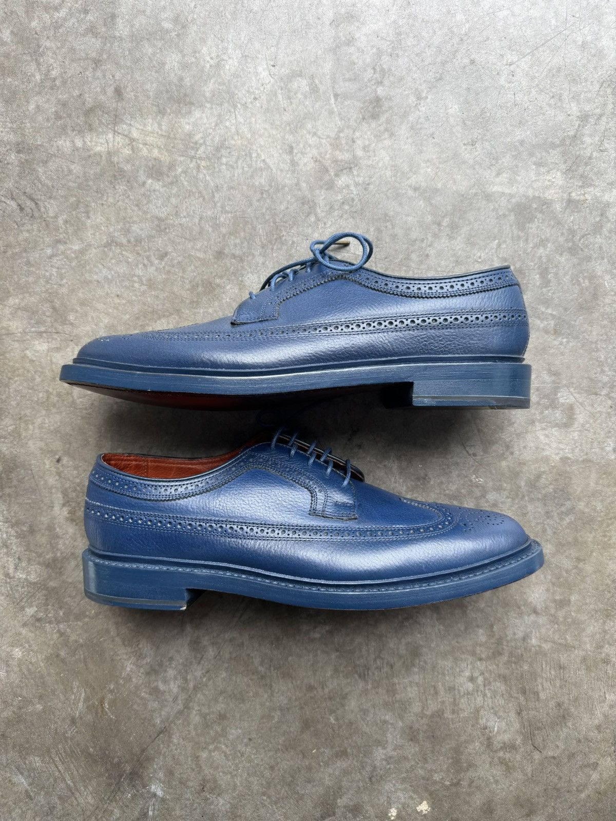 Florsheim by Duckie Brown blue suede oxford wingtips shoes size 10 Florsheim for Duckie Brown blue shell boots : r/goodyearwelt main image 2
