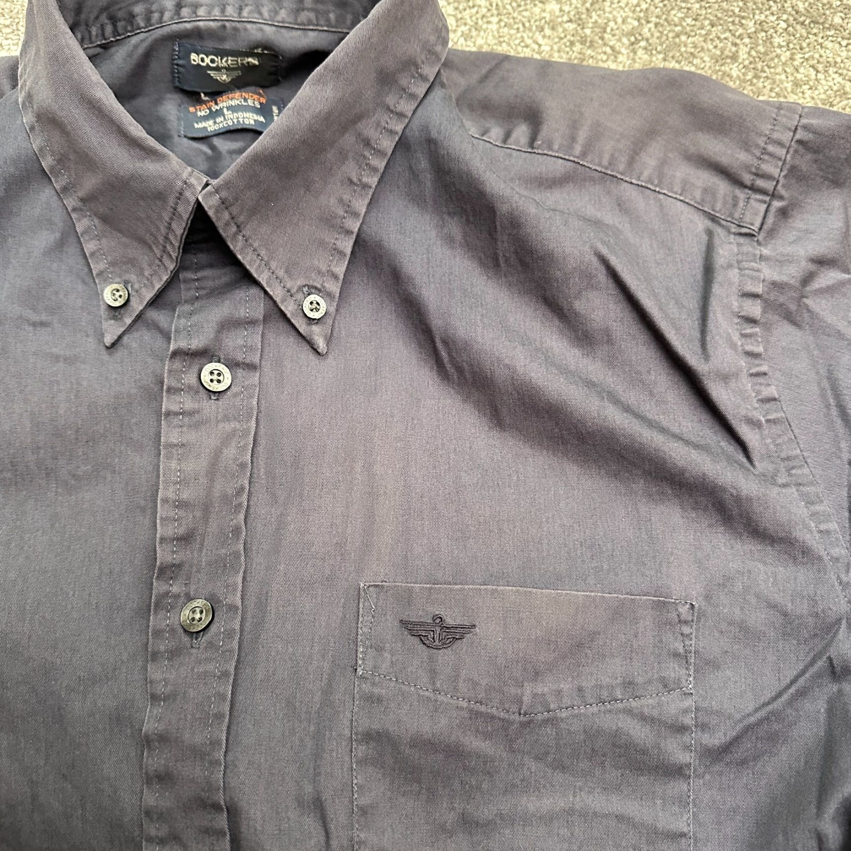 Dockers DOCKERS Long Sleeve Button Down Dress Shirt Men Large Blue Cotton Stain Defender Regular Fit Size 42R - 5 Thumbnail