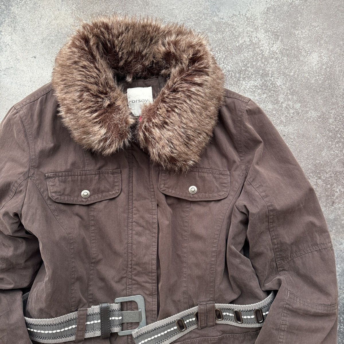 Orsay Y2K Vintage Military Utility Style Belted Jacket