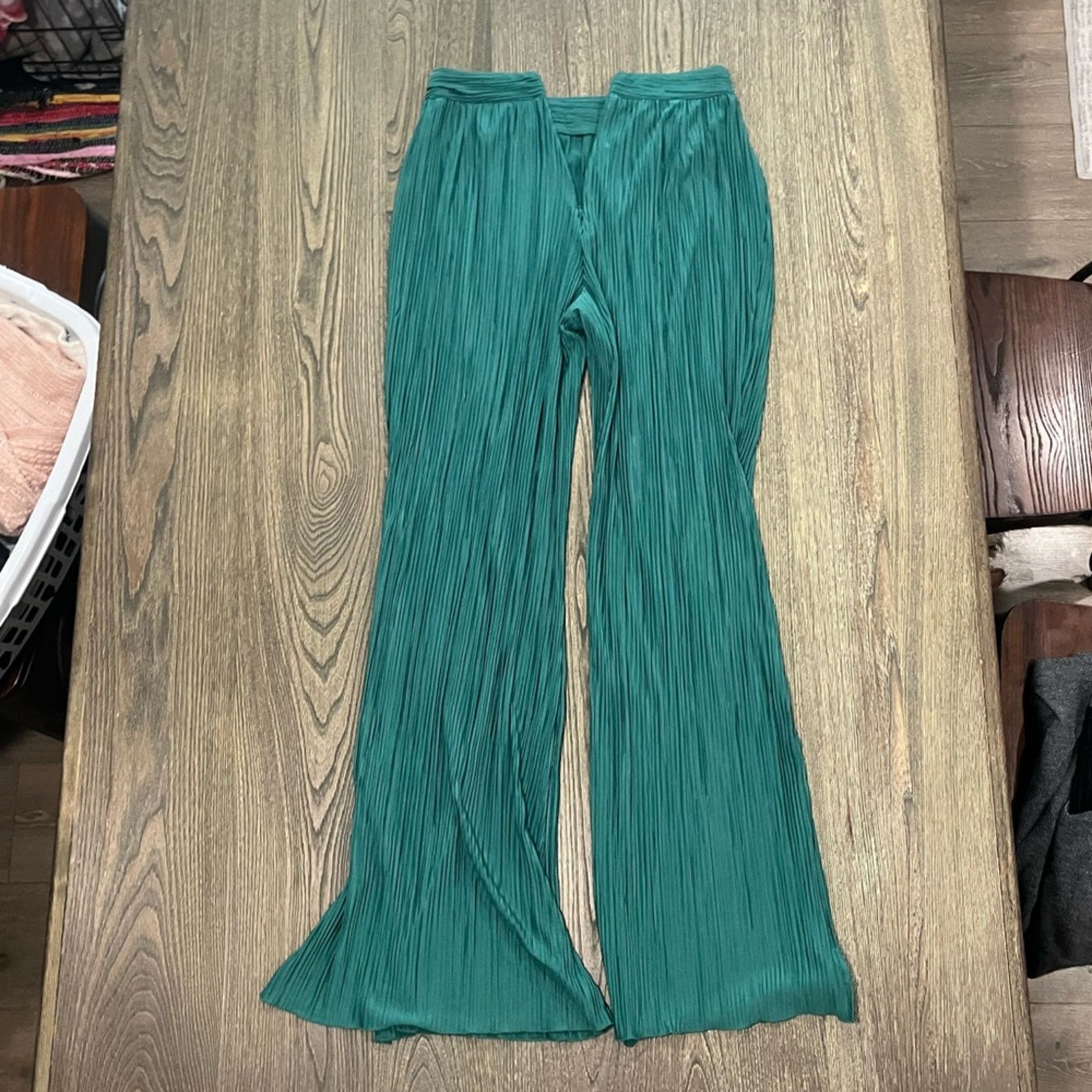 Vintage Meshki Womens Flare Pants Crinkle Pleated Slit Hem Size XS Size 24" / US 00 / IT 34 - 7 Thumbnail