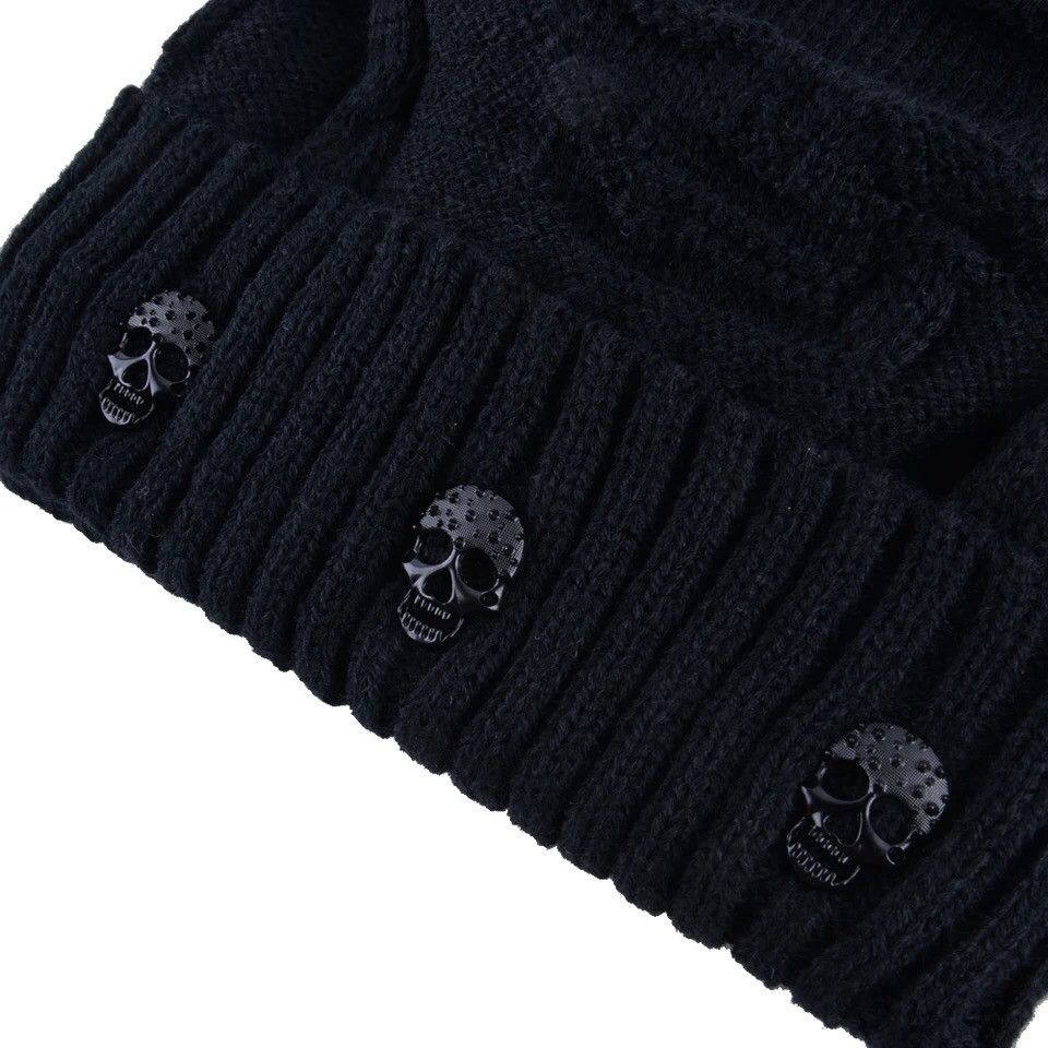 Japanese Brand Black Skull y2k Beanie Size ONE SIZE - 5 Thumbnail
