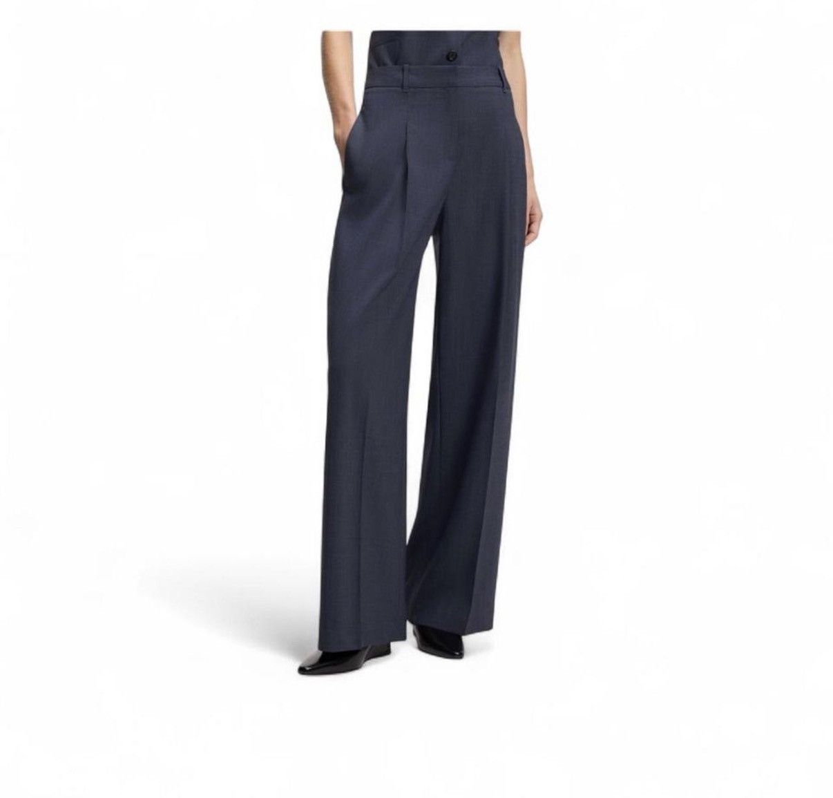 Hugo Boss Hugo boss navy pleated regular fit virgin wool trouser 4 Size 27" / US 4 / IT 40 - 2 Thumbnail