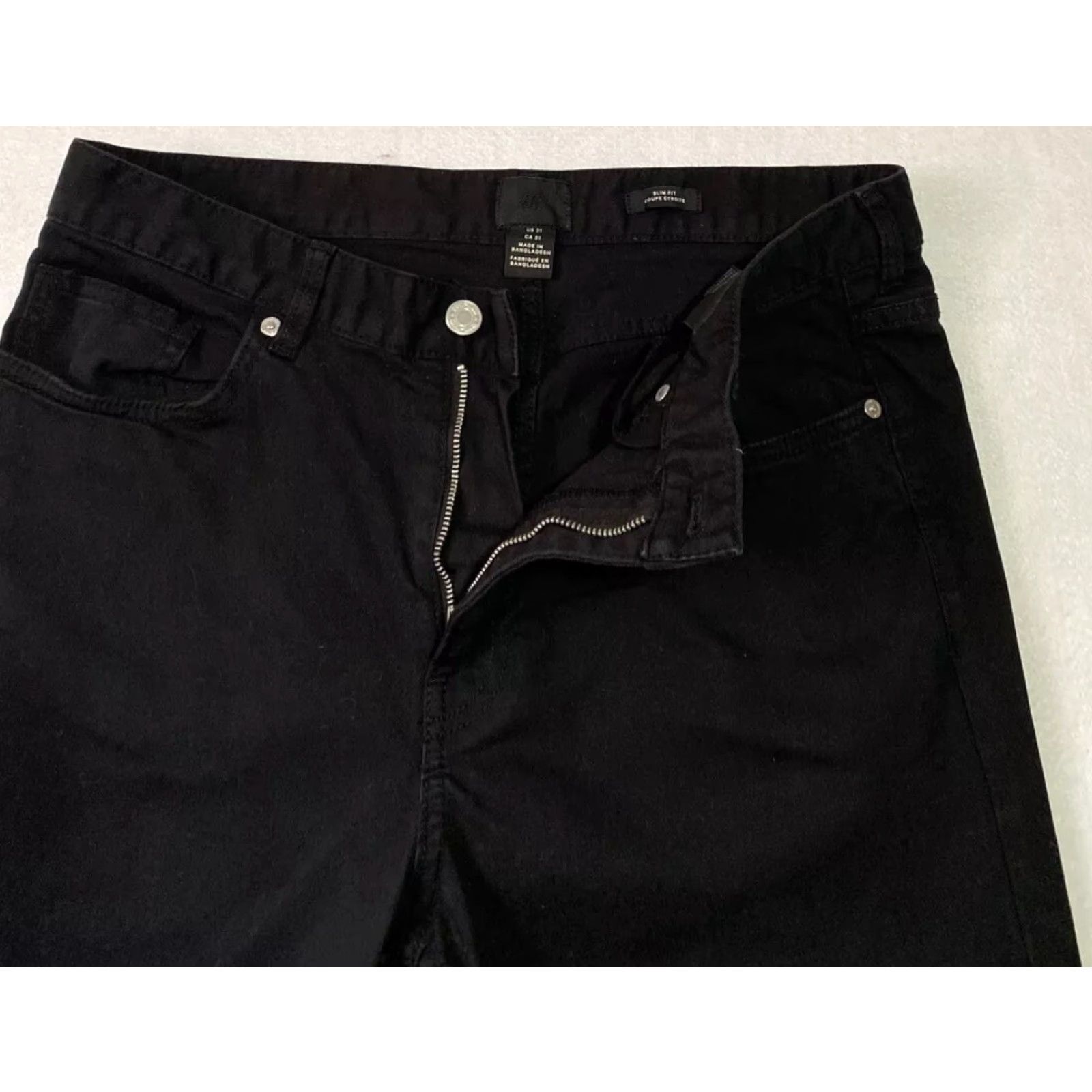 H&M H&M Jeans Men Slim 31x31 Black Denim Low Waist Stretch 5-Pocket Modern Modern Mens Skinny Inseam 31 Button Zipper Belt Loops Cotton Blend Denim Jeans Size US 31 - 4 Thumbnail