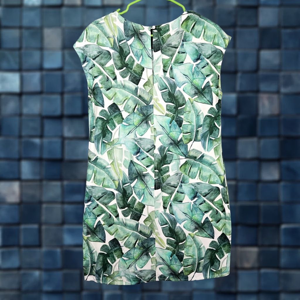 Marine Layer Marine Layer Women's Green Leaf Printed Cap Sleeve Mini Dress M Casual Short Sleeve Pockets Colorful 90s? (adjust as appropriate) Size M / US 6-8 / IT 42-44 - 1 Thumbnail