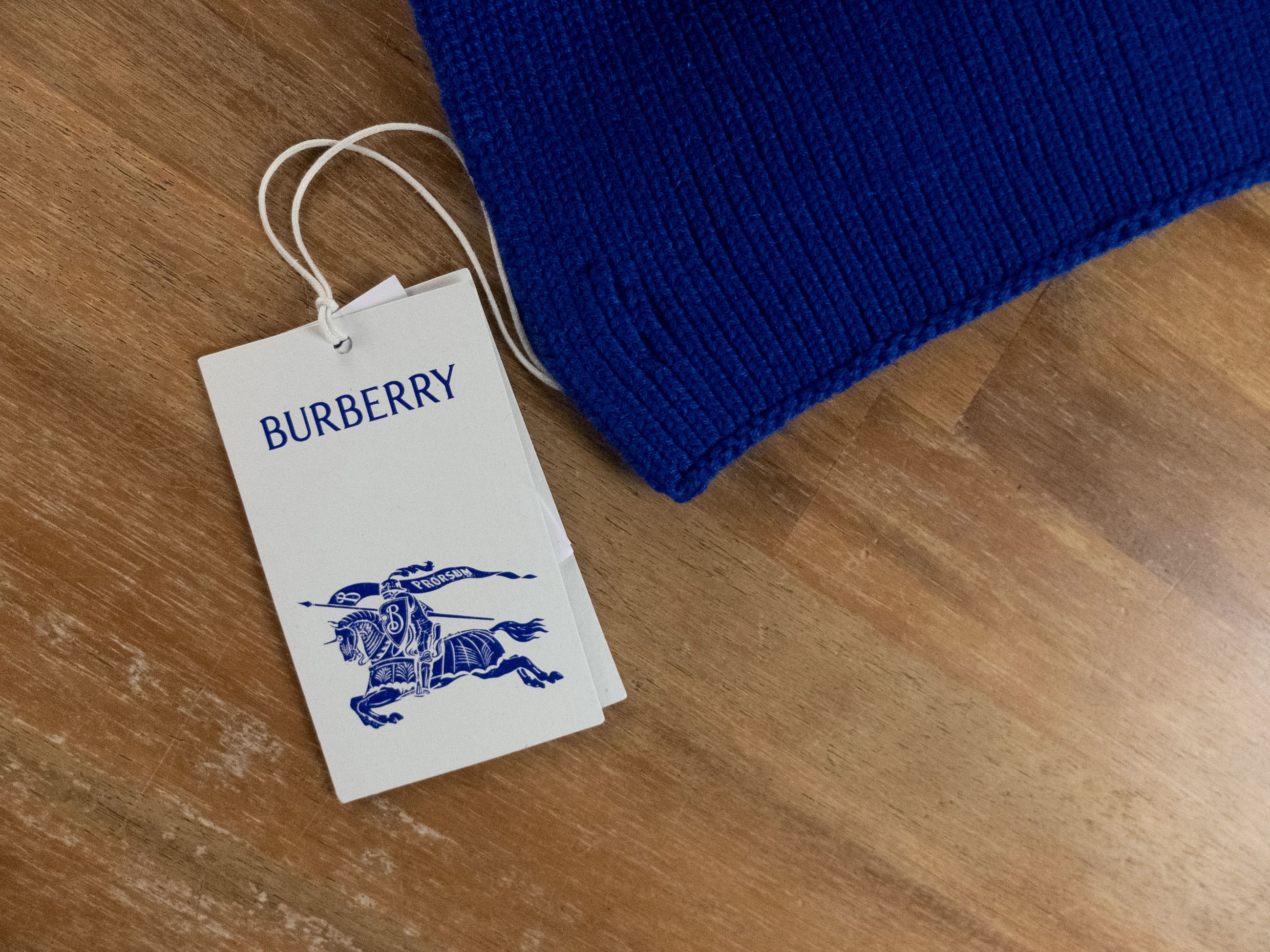 Burberry BURBERRY blue EKD logo embroidered cashmere scarf Size ONE SIZE - 4 Thumbnail