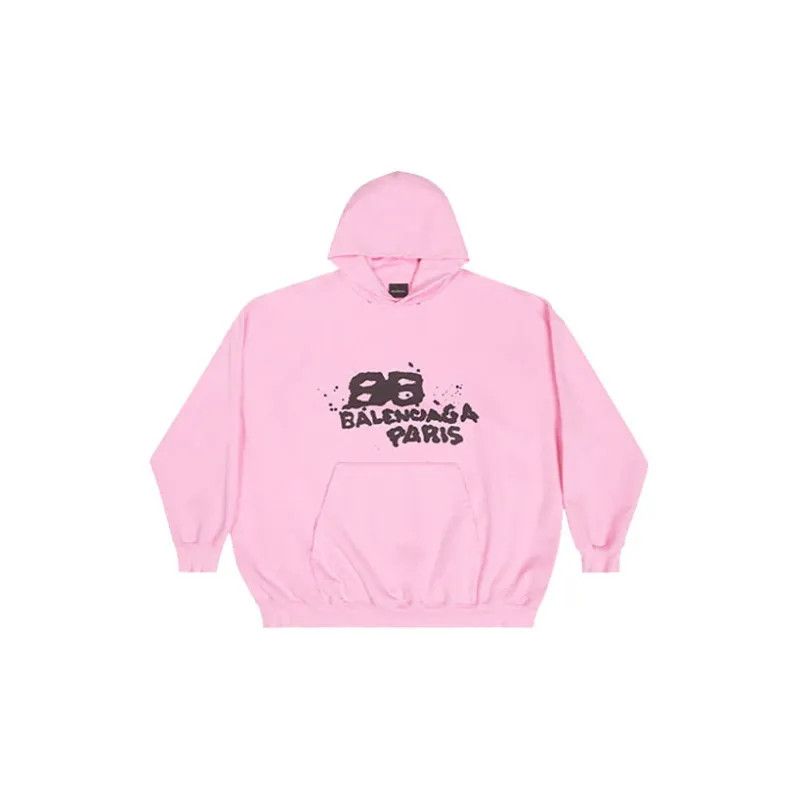 Balenciaga o1mt1gz0125 Hand-Drawn BB Icon Hoodie Large Fit in Pink Size XXS / US 00 / IT 34 - 1 Thumbnail