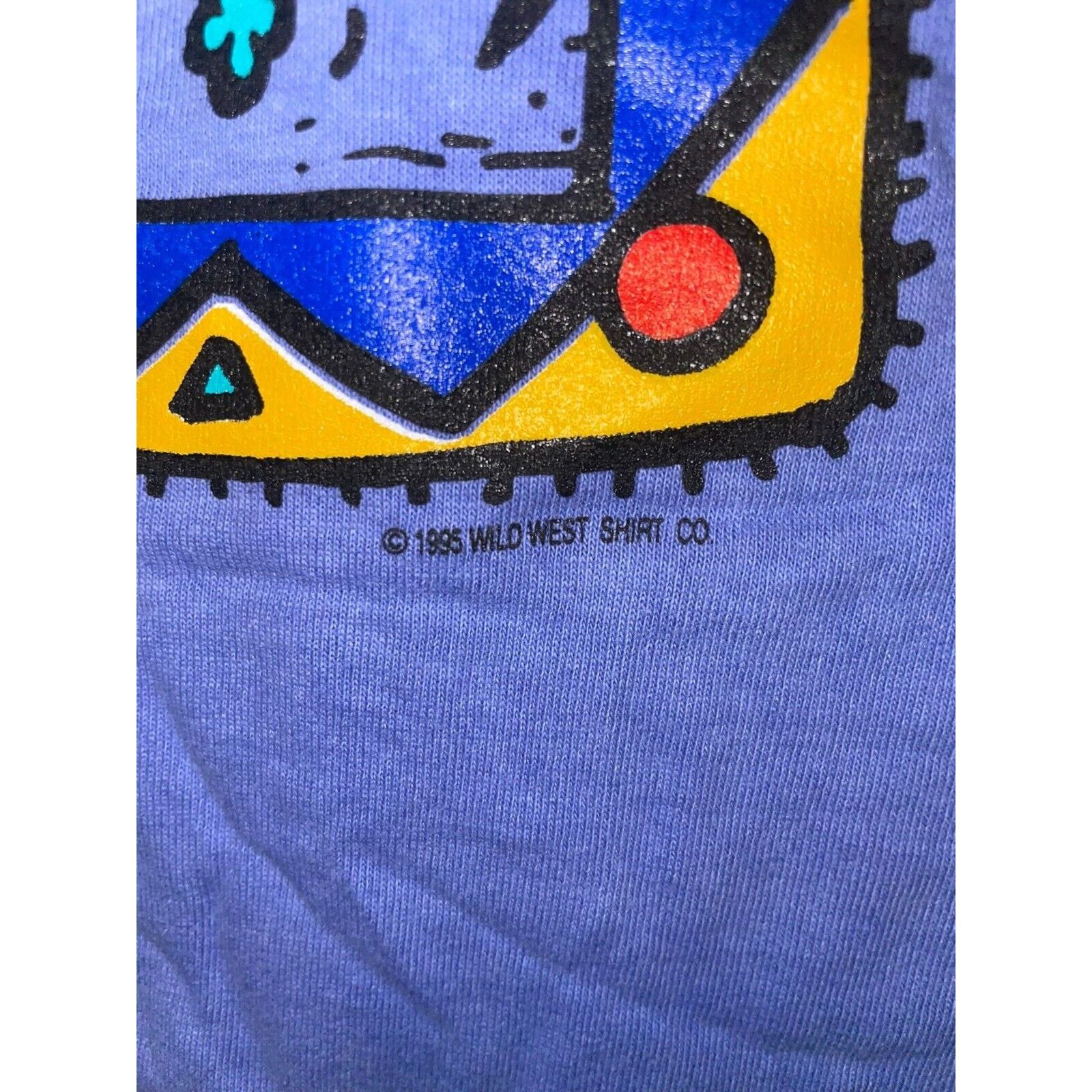 Vintage Retro 1990s Native American Inspired Art Work Blue Tee Shirt Size US L / EU 52-54 / 3 - 8 Thumbnail