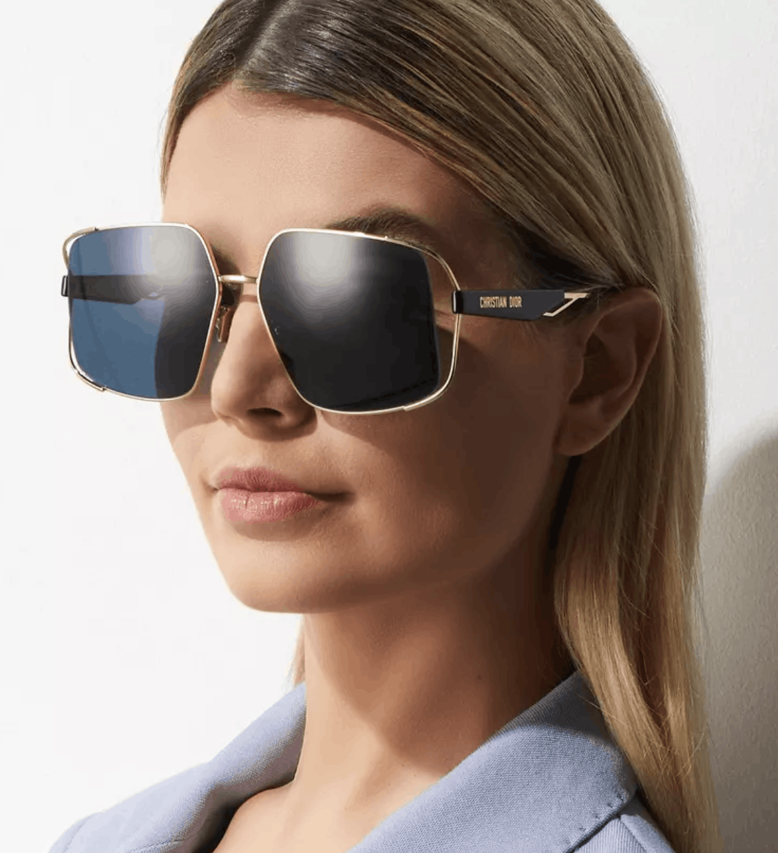 image of New Dior ArchiDior S1U Square Sunglasses in Blue, Women's
