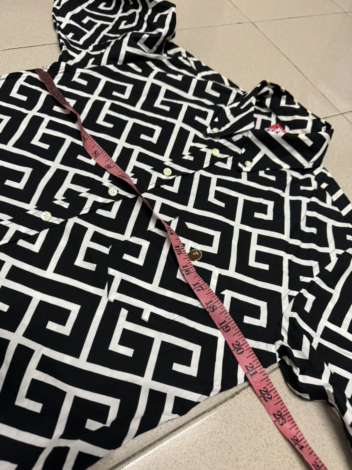 A BATHING APE FULL MONOGRAM LOGO BUTTON UP SHIRT