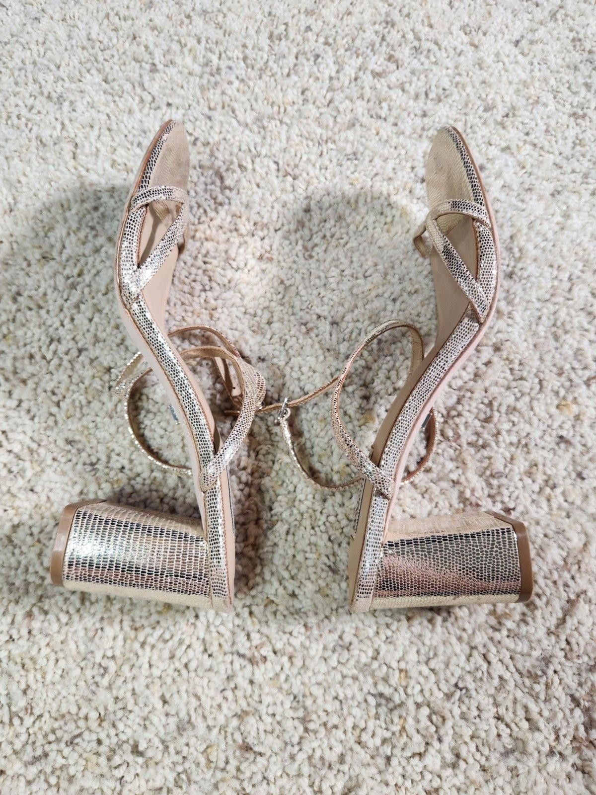 Other Badgley Mischka Metallic Gold Strappy Heel Sandals [9.5] Size US 9.5 / IT 39.5 - 6 Thumbnail