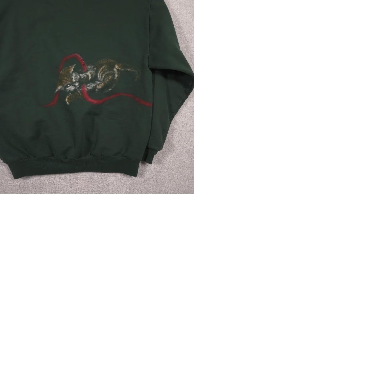 Jerzees VINTAGE Jerzees Sweatshirt Mens Large Green Dog Cat Christmas Gift Graphic 90s Size US L / EU 52-54 / 3 - 9 Thumbnail