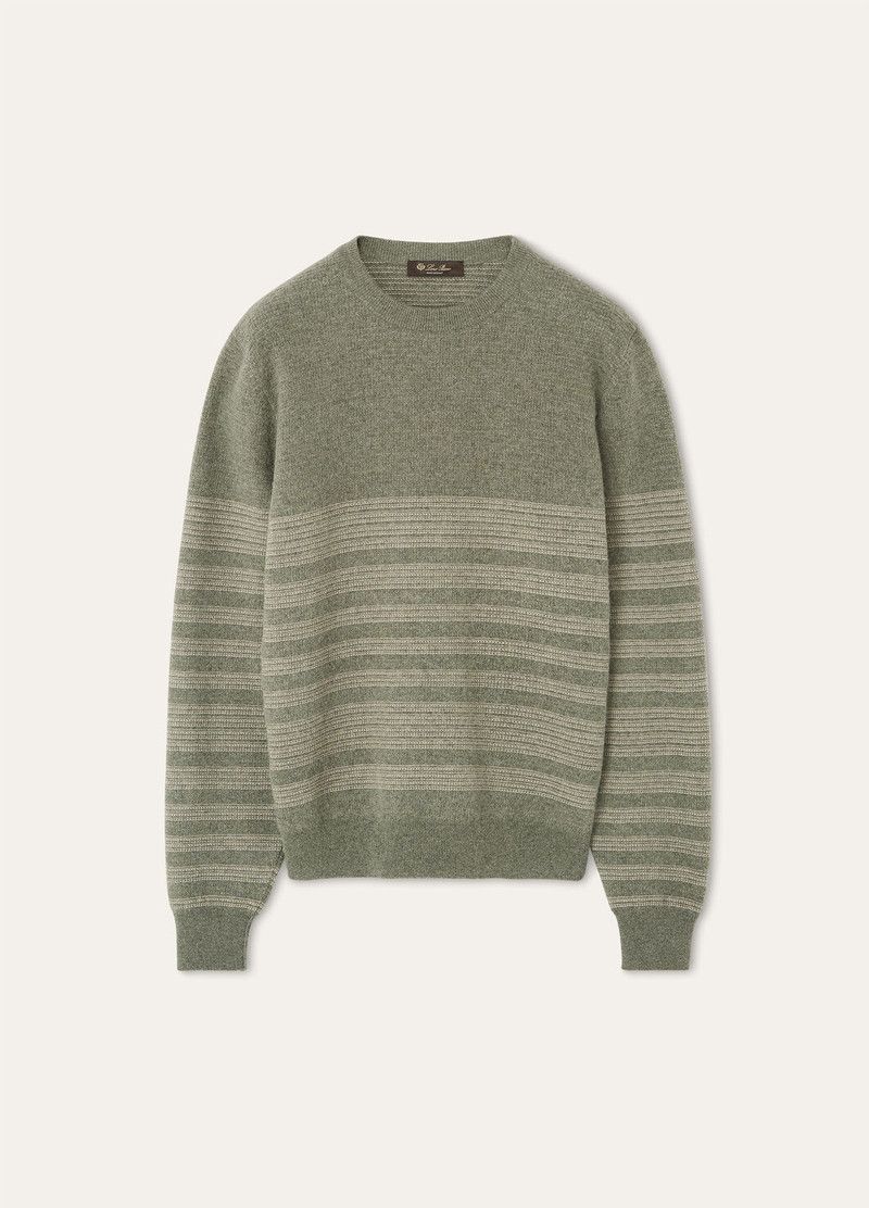 Loro Piana o1w1db10226 FAP0890 Oggebbio Crewneck Sweater in Green Size US S / EU 44-46 / 1 - 1 Thumbnail