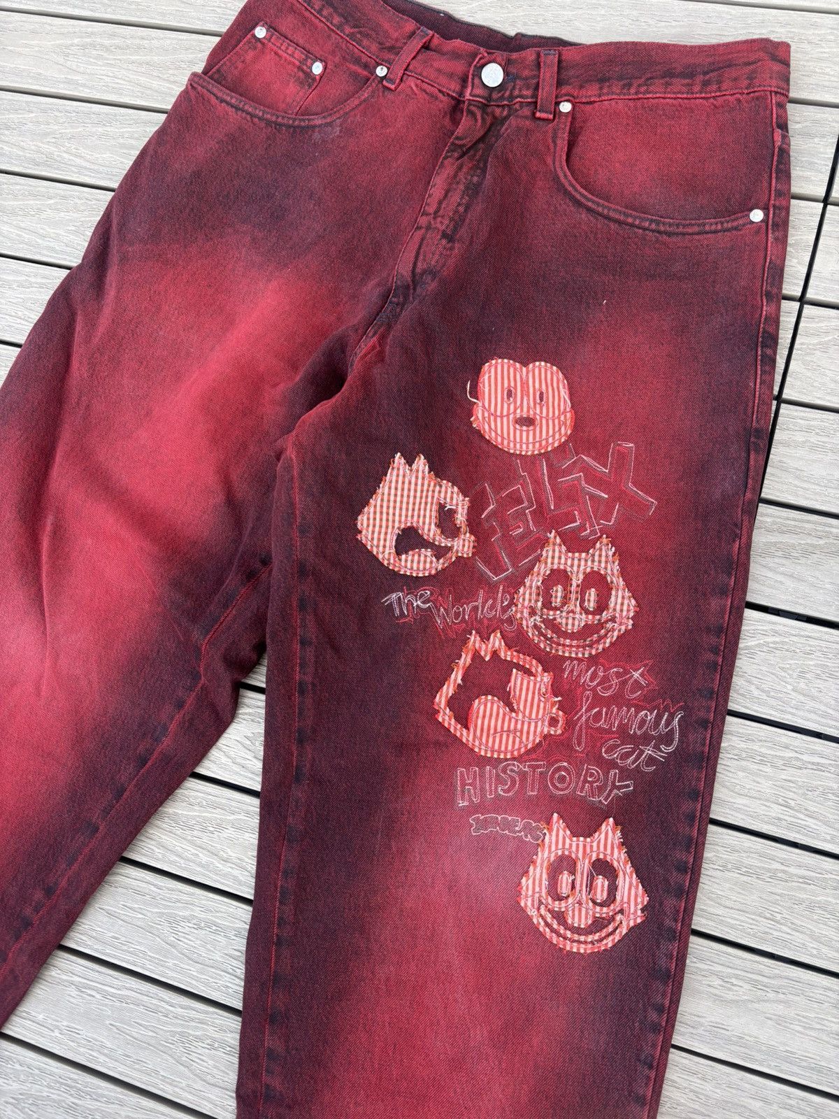 Iceberg Iceberg History Line Graphic Denim Jeans Red Wash 31 Size US 34 / EU 50 - 2 Thumbnail