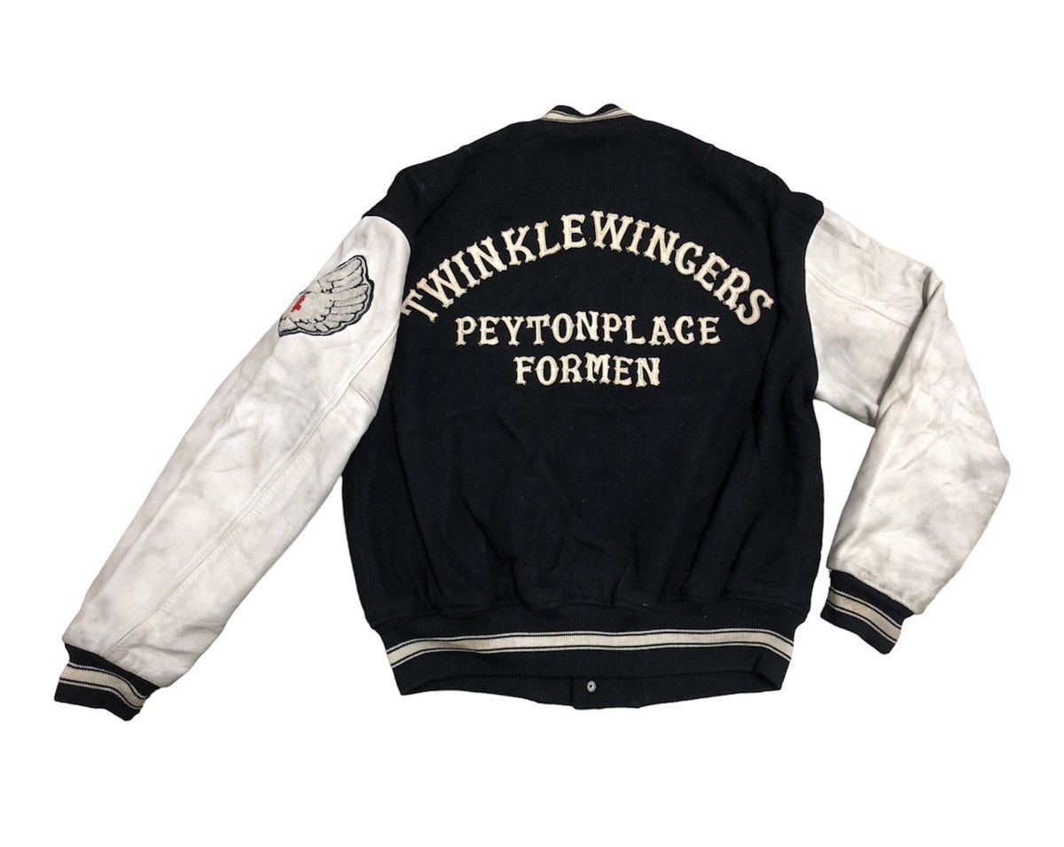image of Leather x Ppfm Vintage Ppfm Varsity Jacket 84 Redwing Design in Black, Men's (Size Medium)