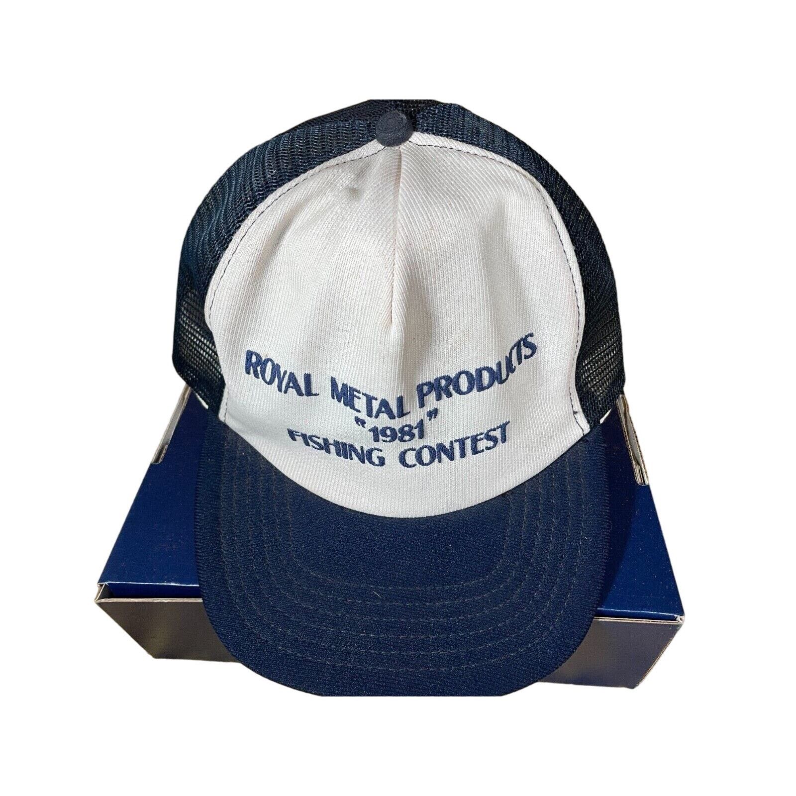 Vintage VTG 1981 Truckers Hat Royal Metal Products Fishing Contest Size ONE SIZE - 1 Thumbnail