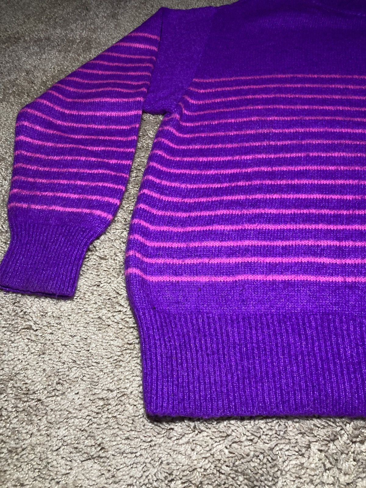 Comme des Garcons × Ganryu 2012 Ganryu Purple Knit Sweater Button Shark Striped Wool Size US S / EU 44-46 / 1 - 6 Thumbnail